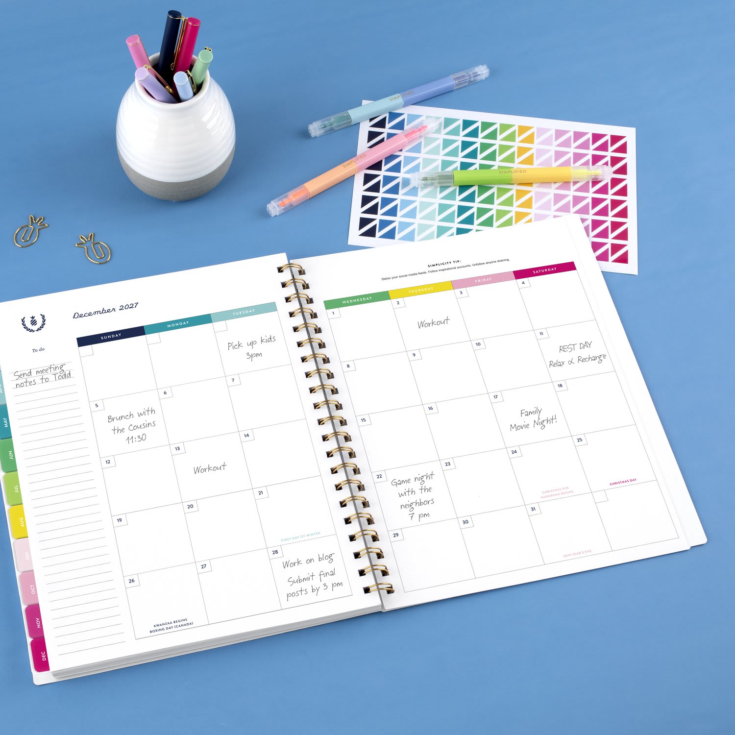 Simplified by Emily Ley for AT-A-GLANCE 2027 Weekly Monthly Planner, Happy Stripe, Large, 8 1/2in x 11in - Image 4