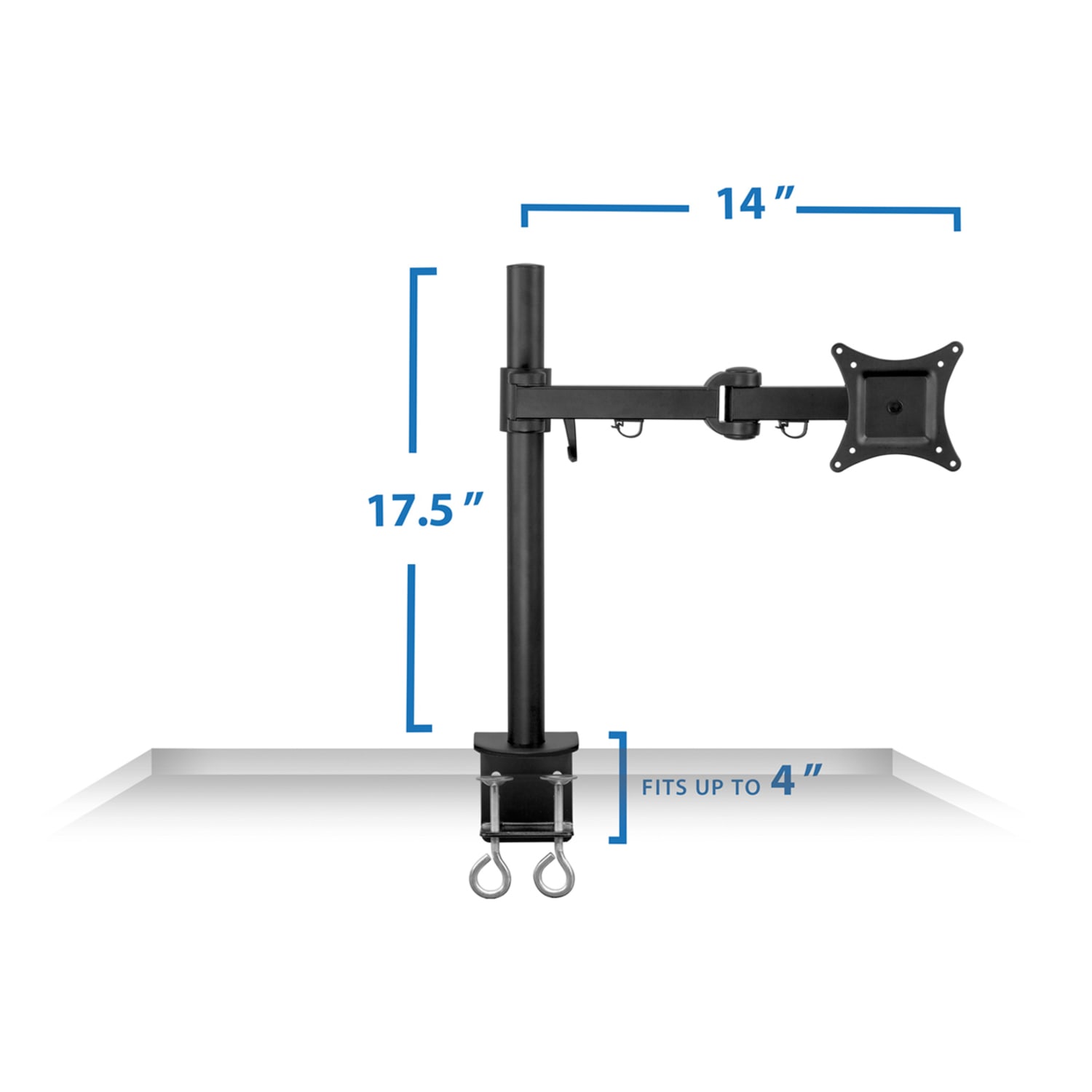 Mount-It! MI-751 Monitor Desk Arm For 17 - 32in Monitors, 24inH x 11inW x 5inD, Black - Image 4