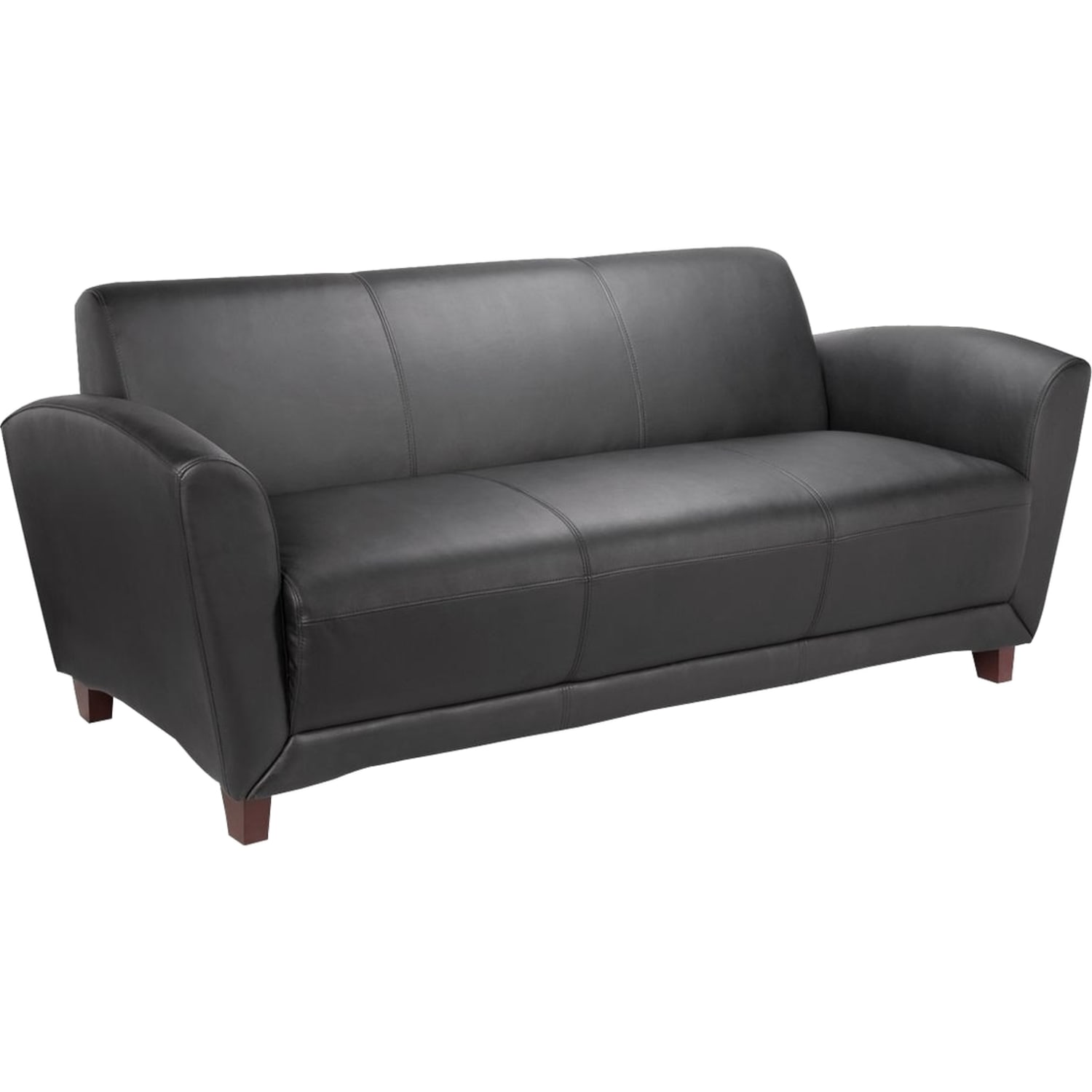 Lorell Accession Bonded Leather Reception Sofa, Black - Image 3