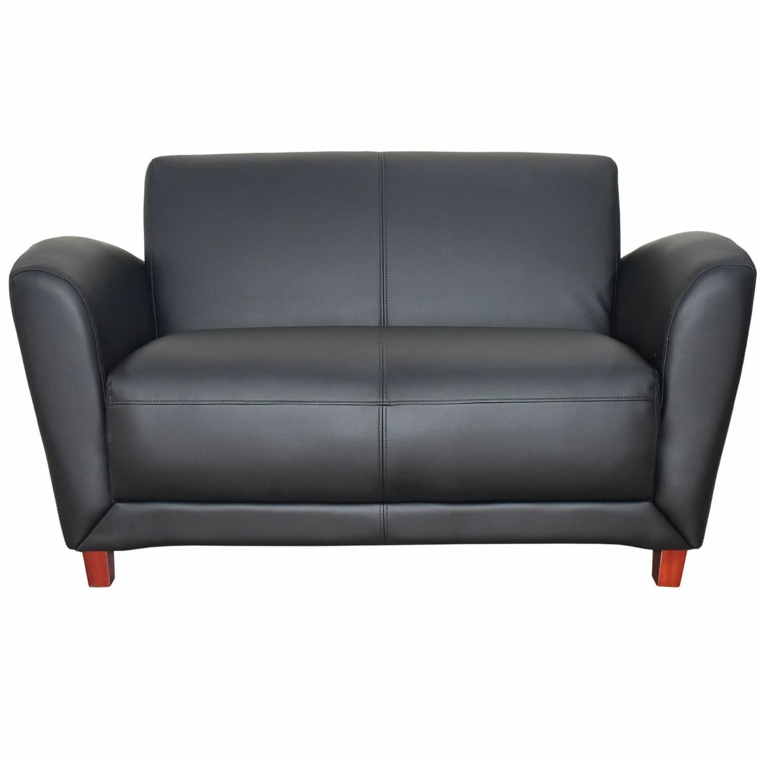 Lorell Accession Bonded Leather Reception Loveseat Black PopularChairscom