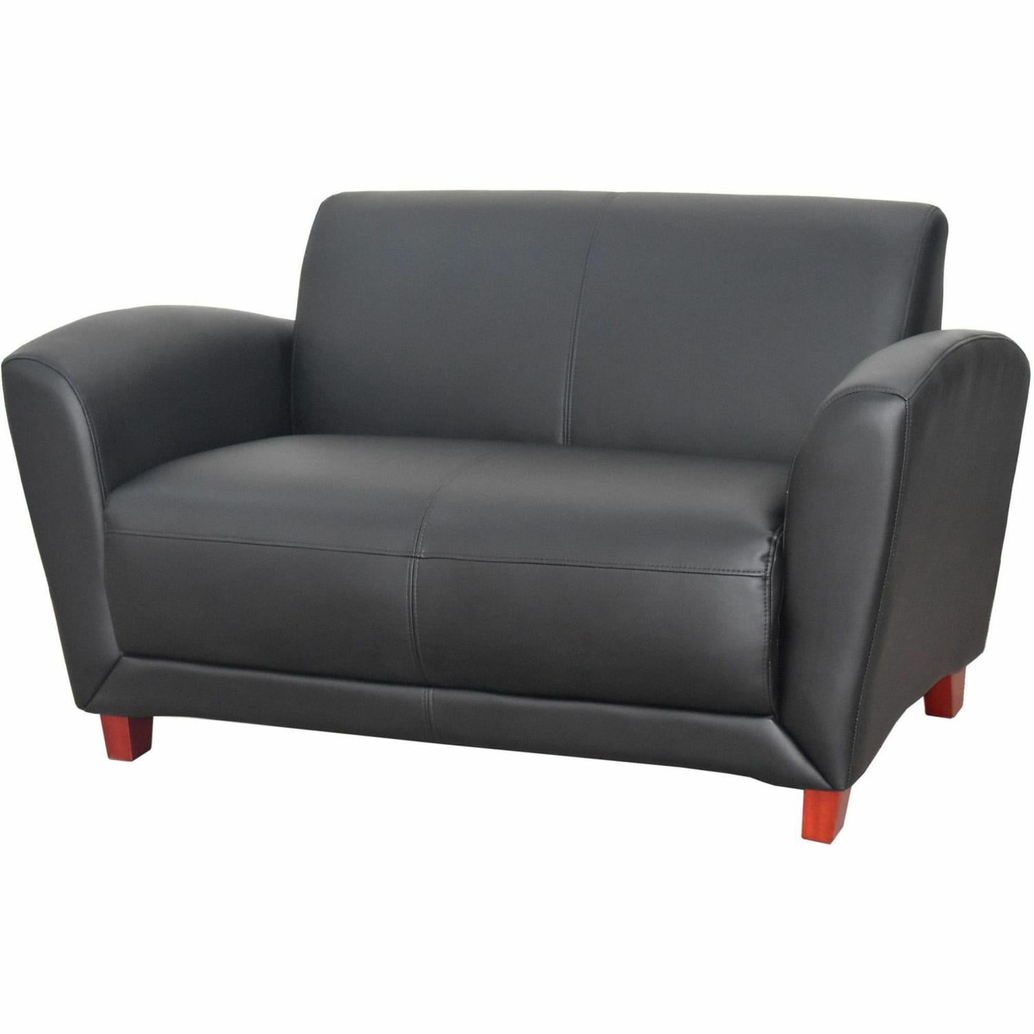 Lorell Accession Bonded Leather Reception Loveseat Black PopularChairscom