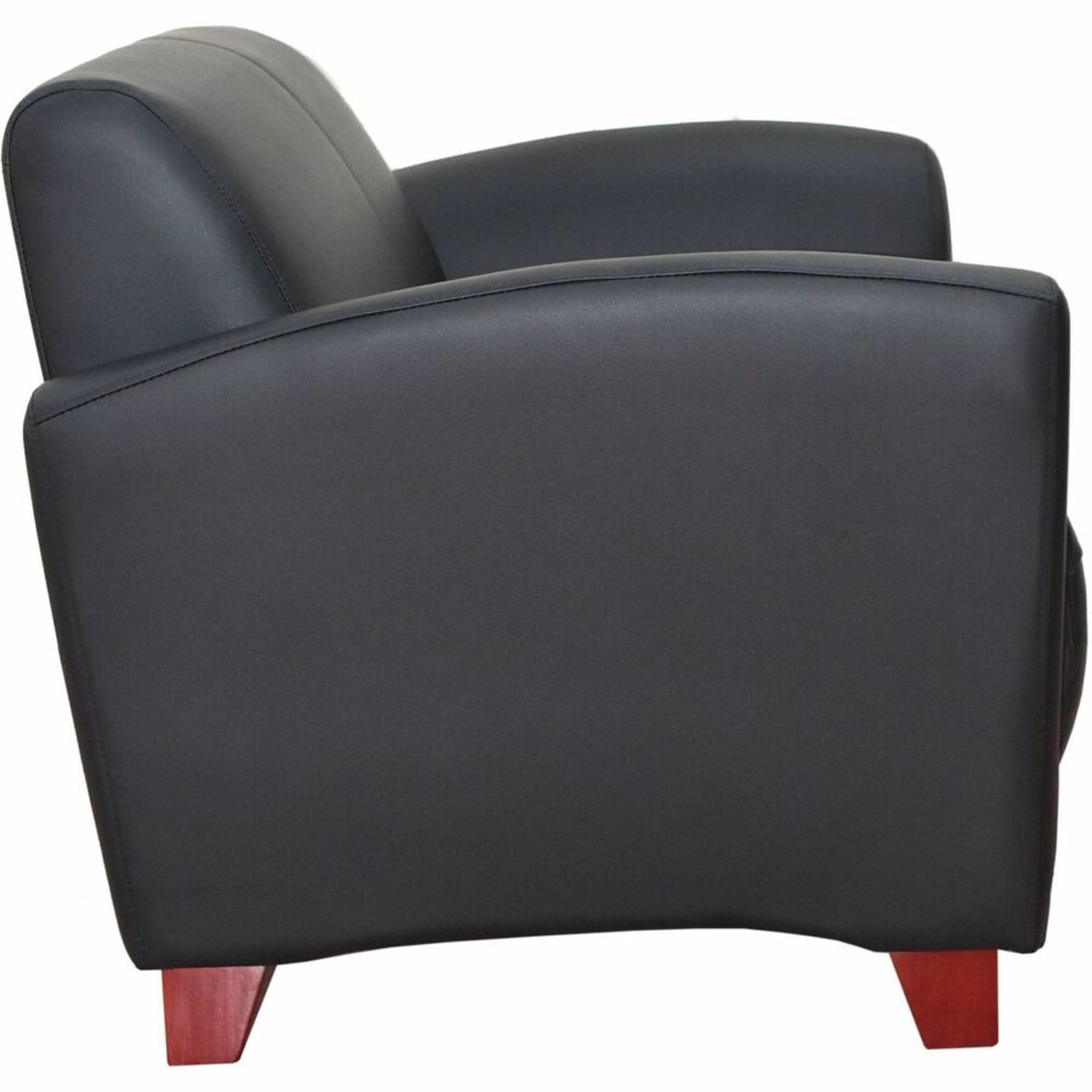 Lorell Accession Bonded Leather Reception Loveseat Black PopularChairscom