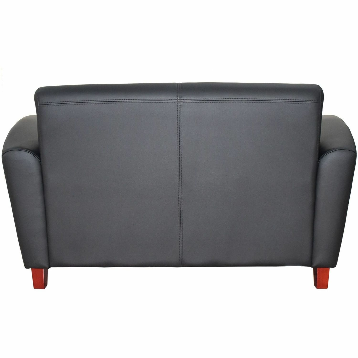 Lorell Accession Bonded Leather Reception Loveseat Black PopularChairscom