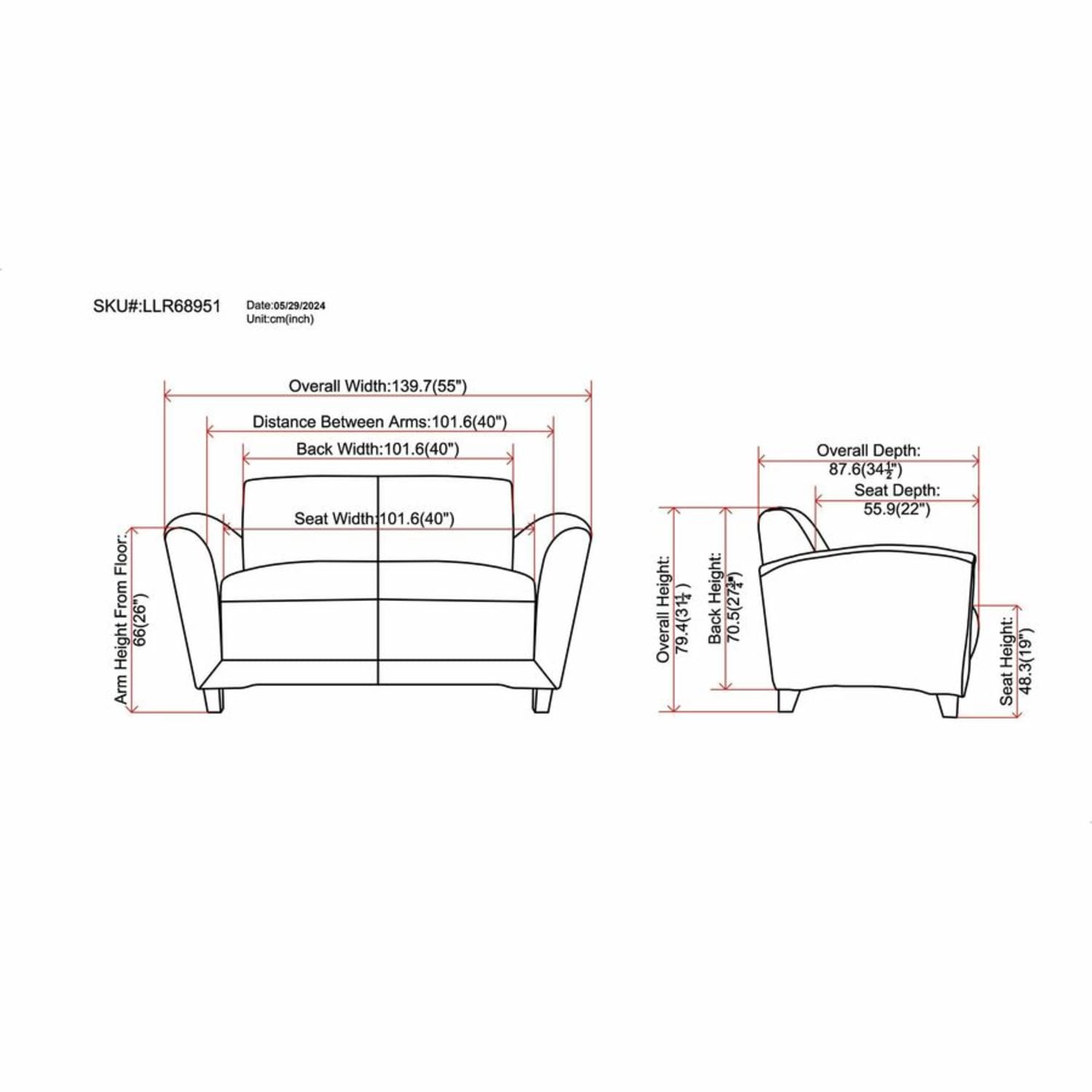 Lorell Accession Bonded Leather Reception Loveseat Black PopularChairscom