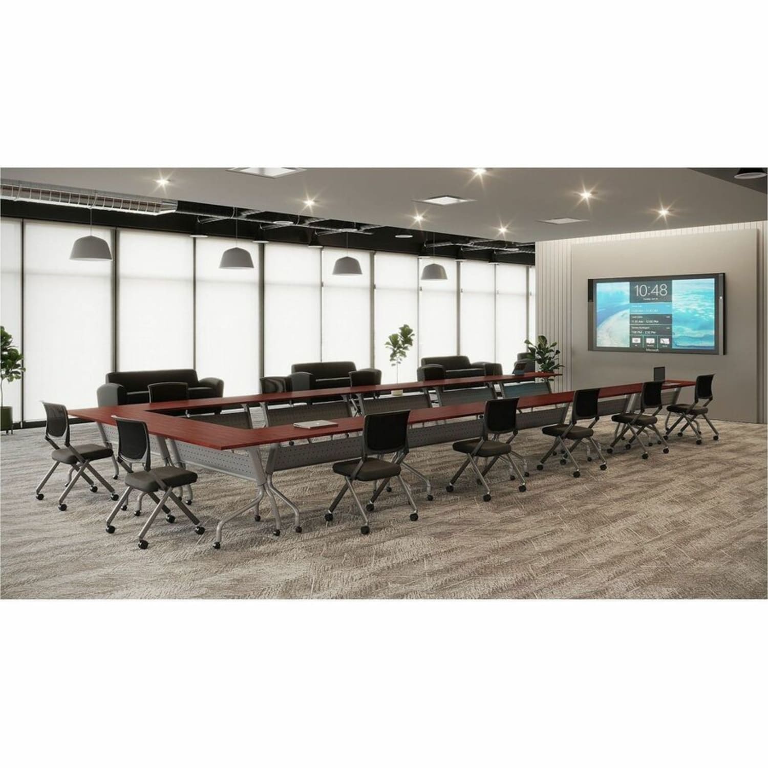 Lorell Accession Bonded Leather Reception Loveseat Black PopularChairscom