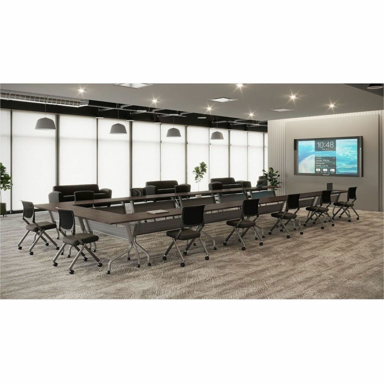 Lorell Accession Bonded Leather Reception Loveseat Black PopularChairscom