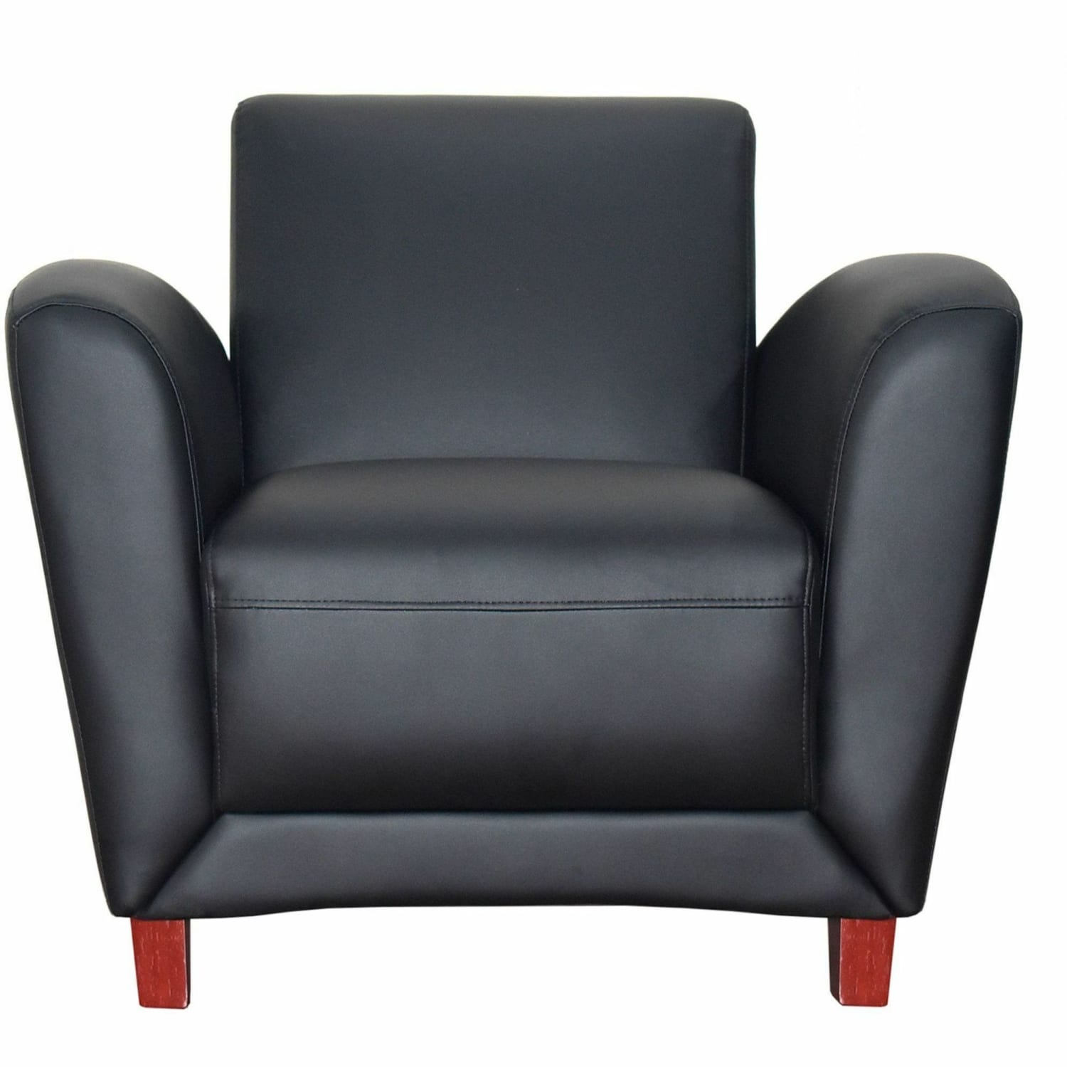 Lorell Accession Bonded Leather Reception Club Chair, Black - Image 4