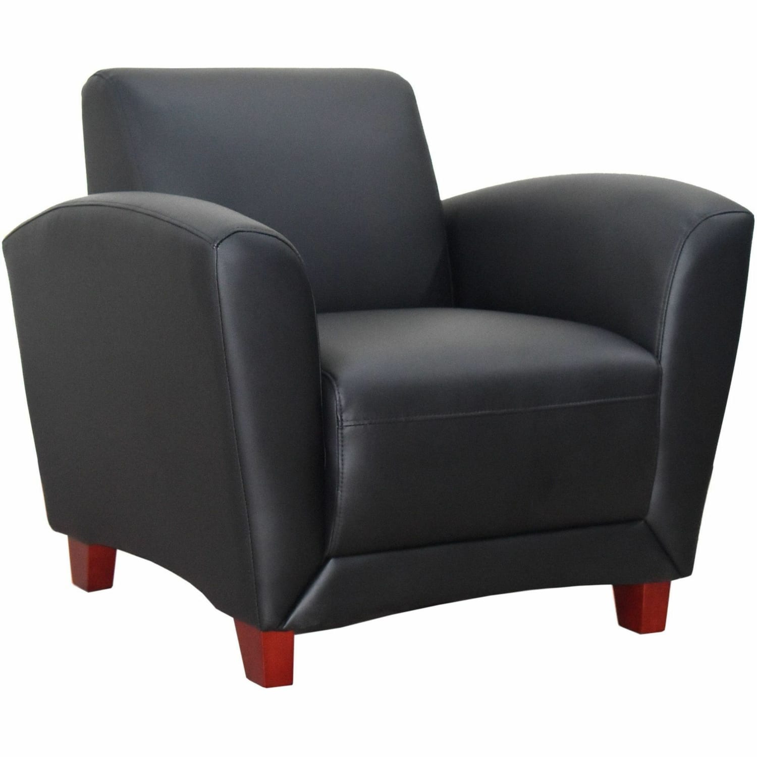 Lorell Accession Bonded Leather Reception Club Chair, Black - Image 5