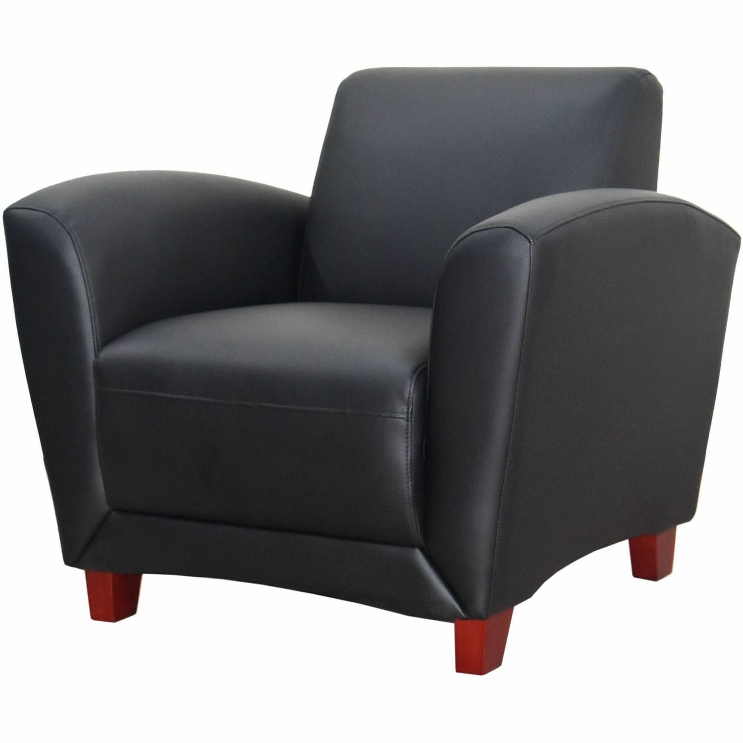 Lorell Accession Bonded Leather Reception Club Chair, Black - Image 6