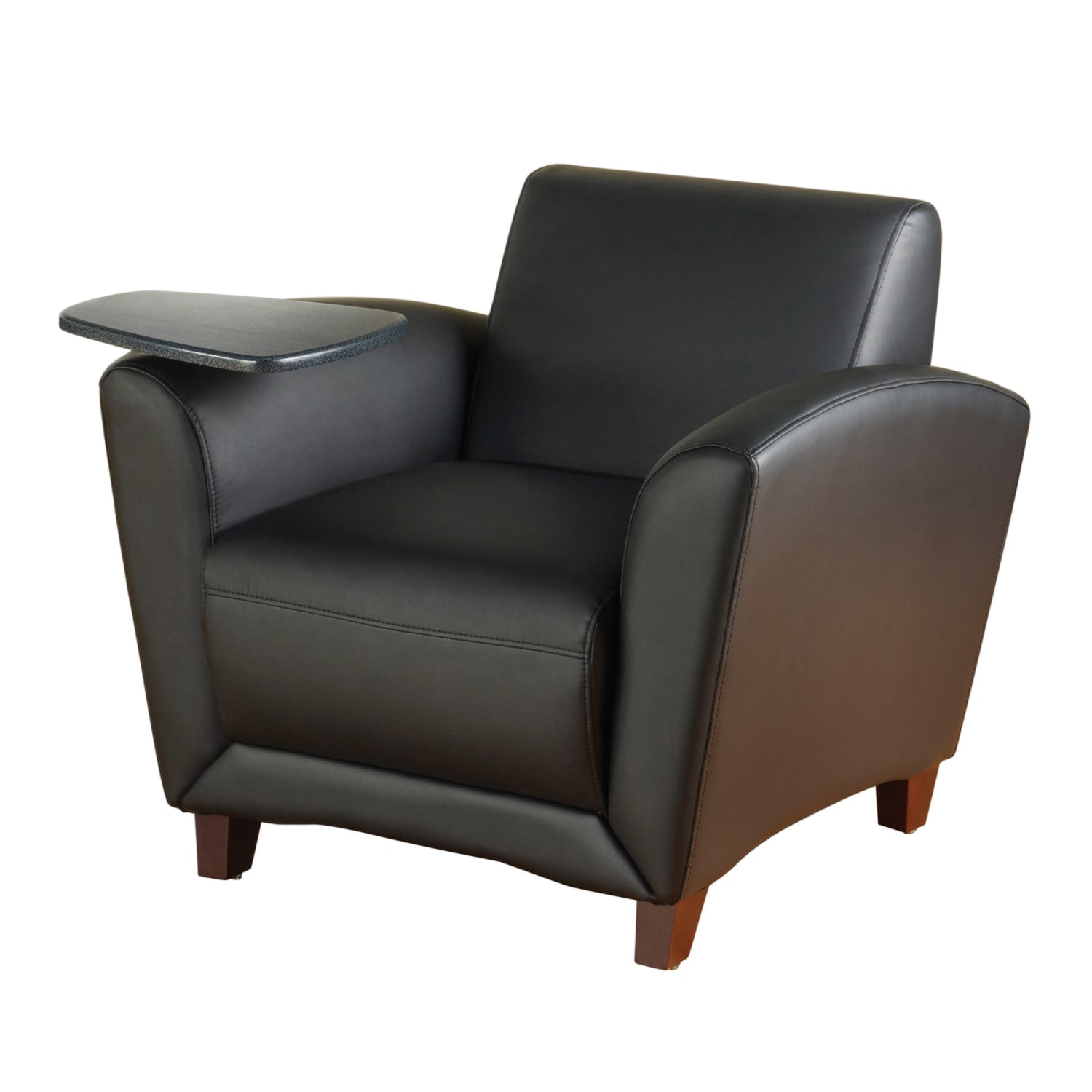 Lorell Accession Bonded Leather Reception Chair With Tablet Arm Black PopularChairscom