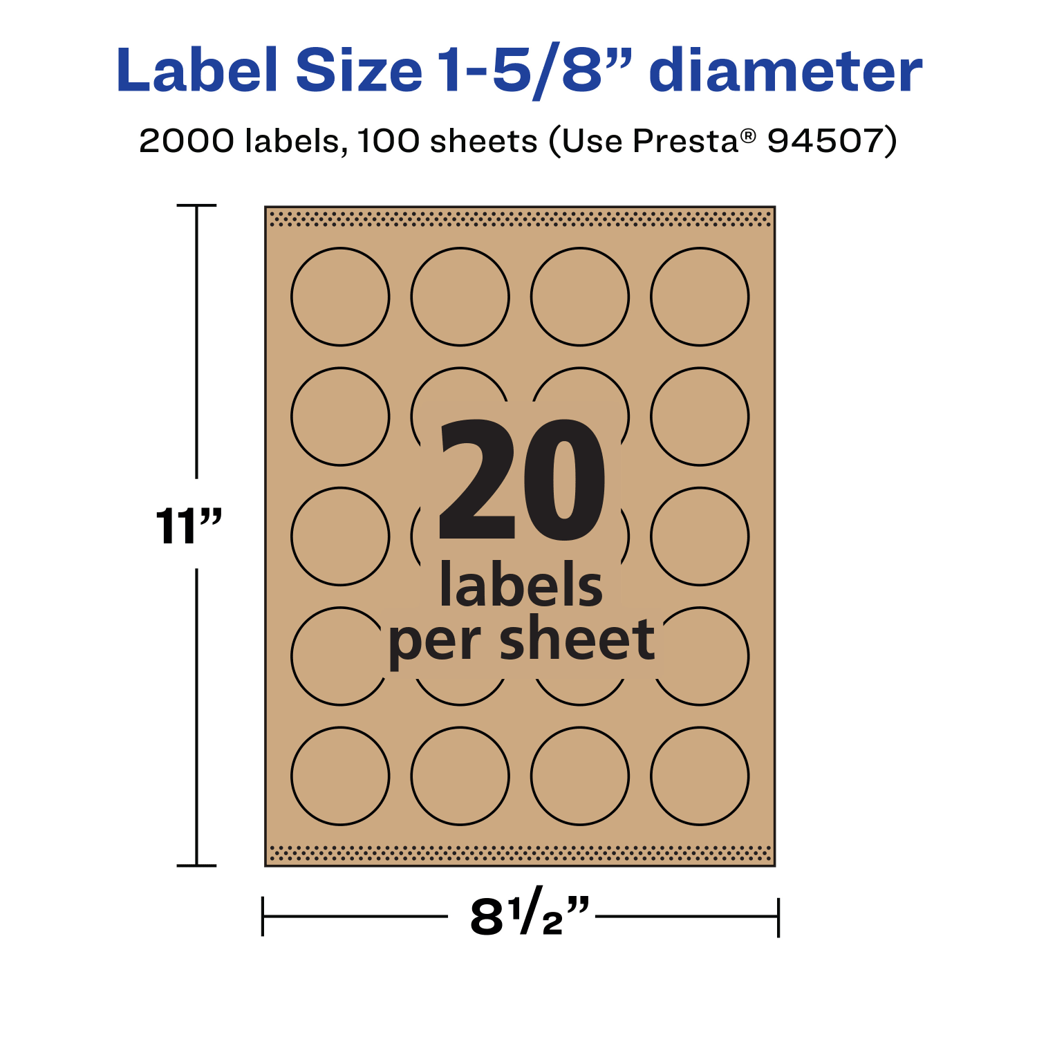 Avery Kraft Permanent Labels With Sure Feed, 94507-KMP100, Round, 1-5/8in Diameter, Brown, Pack Of 2,000 - Image 6