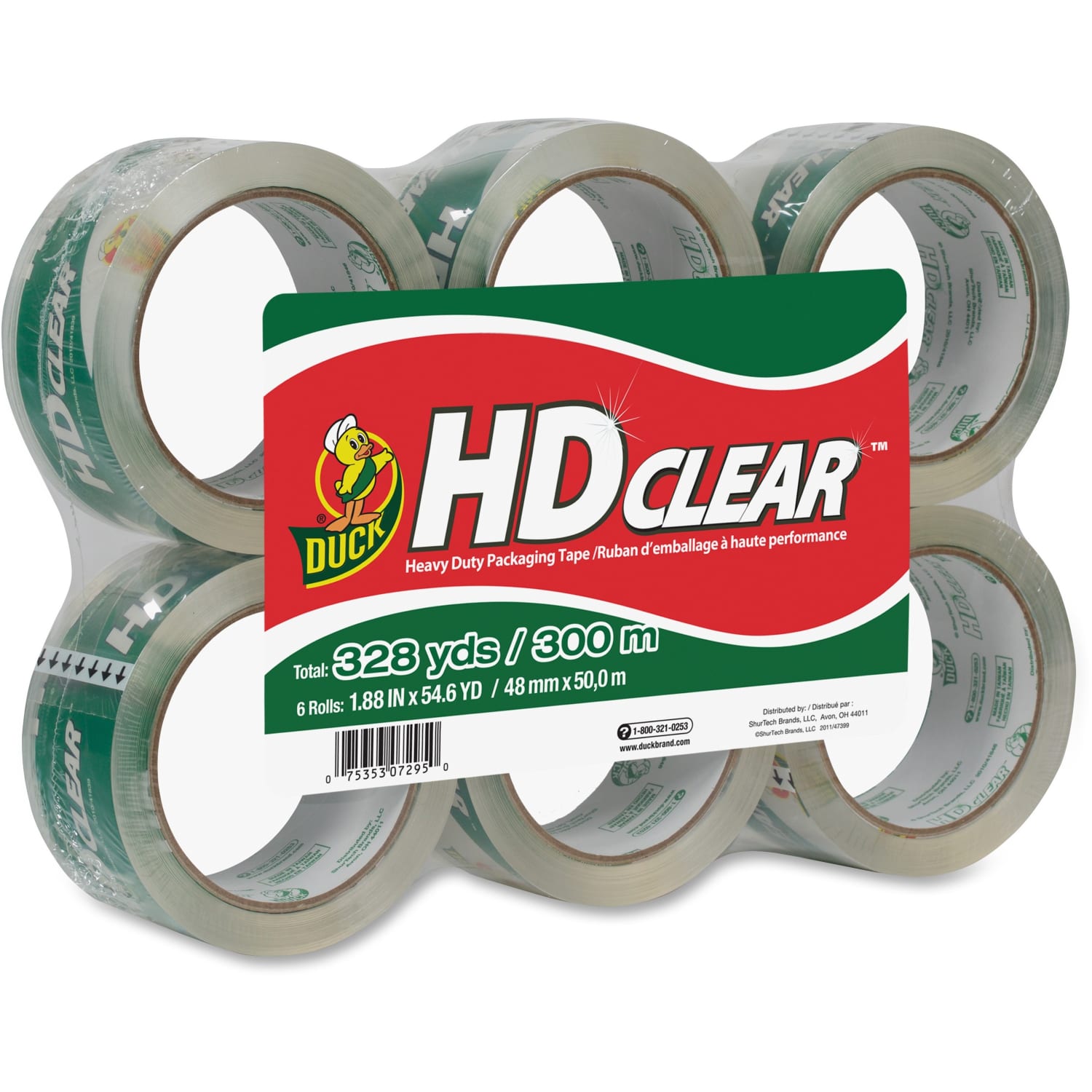 Duck HD Clear Heavy-Duty Packaging Tape, 3in Core, 1.88in x 54.6 yd., Clear, Pack Of 6 - Image 6