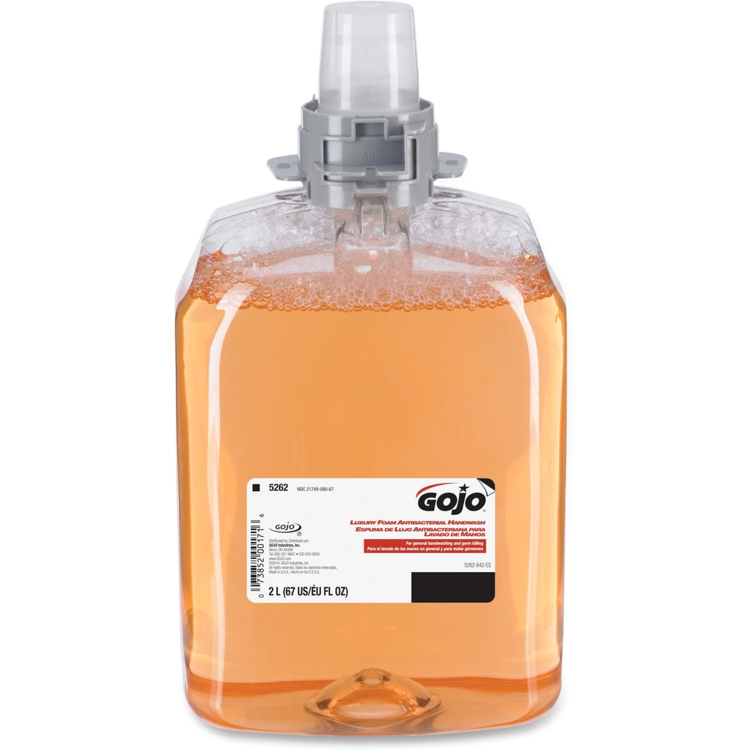 Gojo FMX-20 Dispenser Antibacterial Handwash Refill - Fresh Fruit Scent - 67.6 fl oz (2 L) - Bacteria Remover, Kill Germs - Hand - Amber - Triclosan-free - 2 / Carton - Image 3