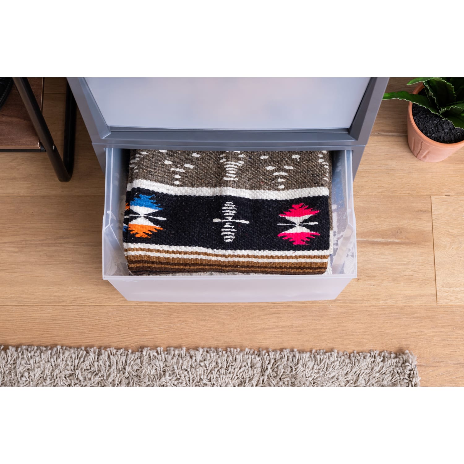 Iris Stackable Storage Bins With Drawers, 14-3/16in x 16-1/8in, Gray, Set Of 3 Bins - Image 5