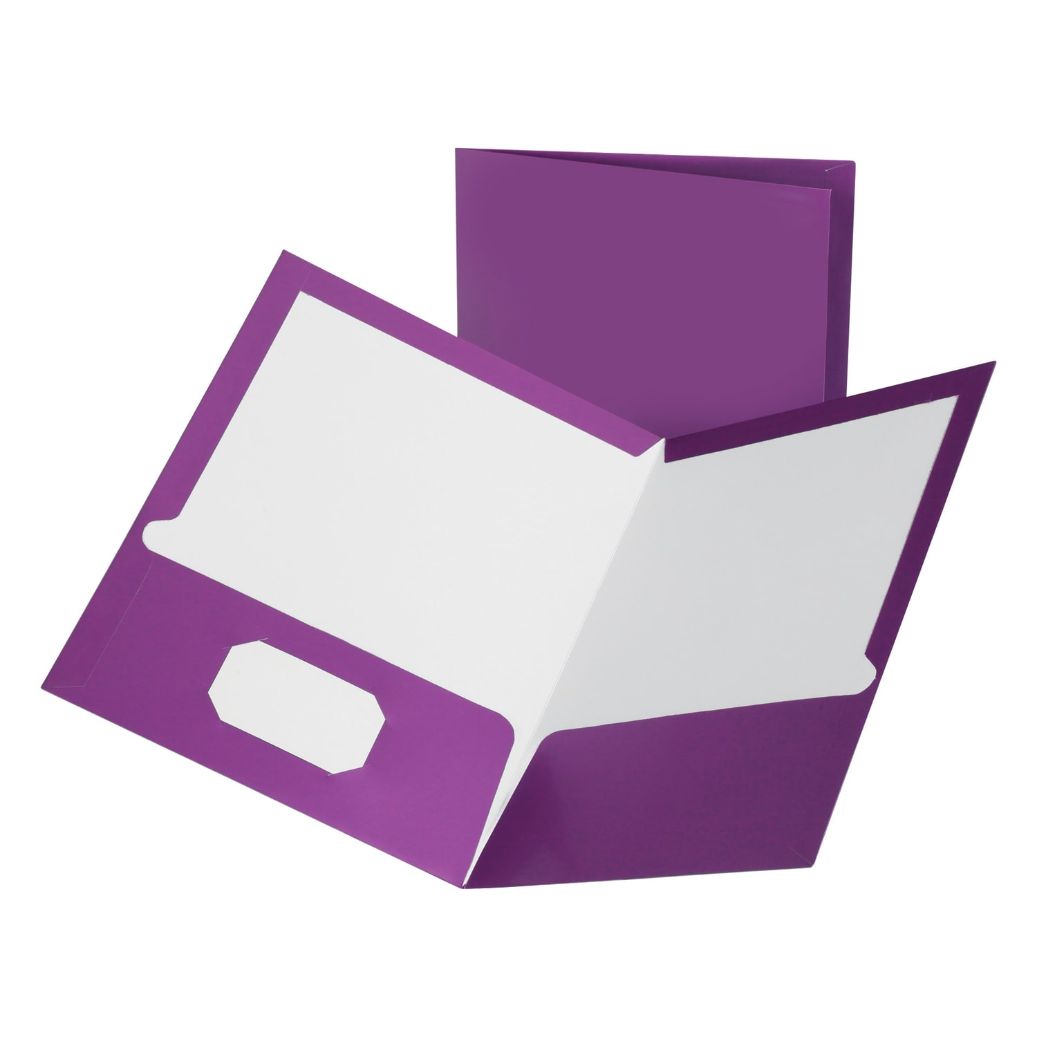 Oxford Laminated Twin-Pocket Folders, 8 1/2in x 11in, Metallic Purple, Box Of 25 - Image 4