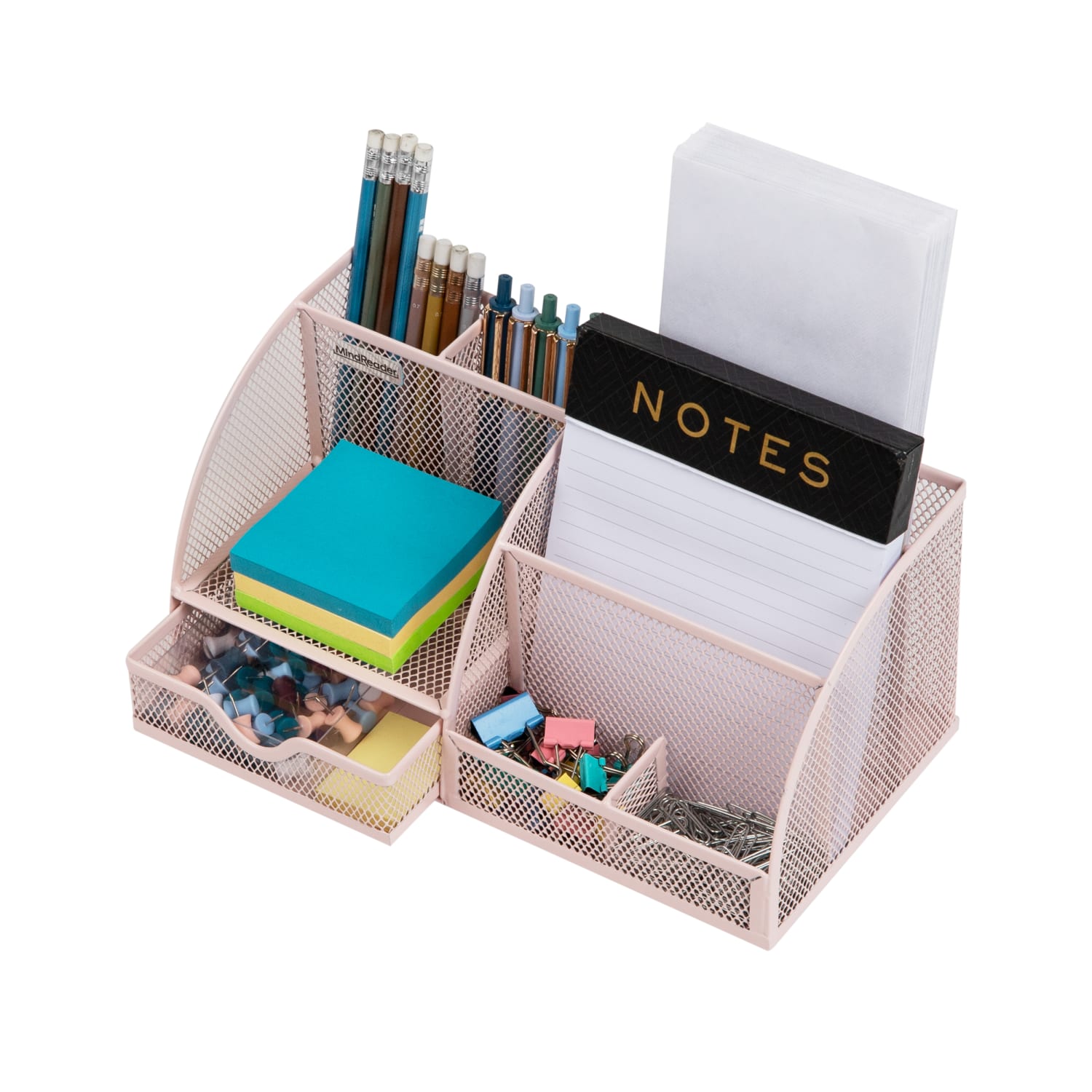 Mind Reader 7-Compartment Desktop Organizer, 5-1/4inH x 5-1/2inW x 11inD, Pink - Image 5