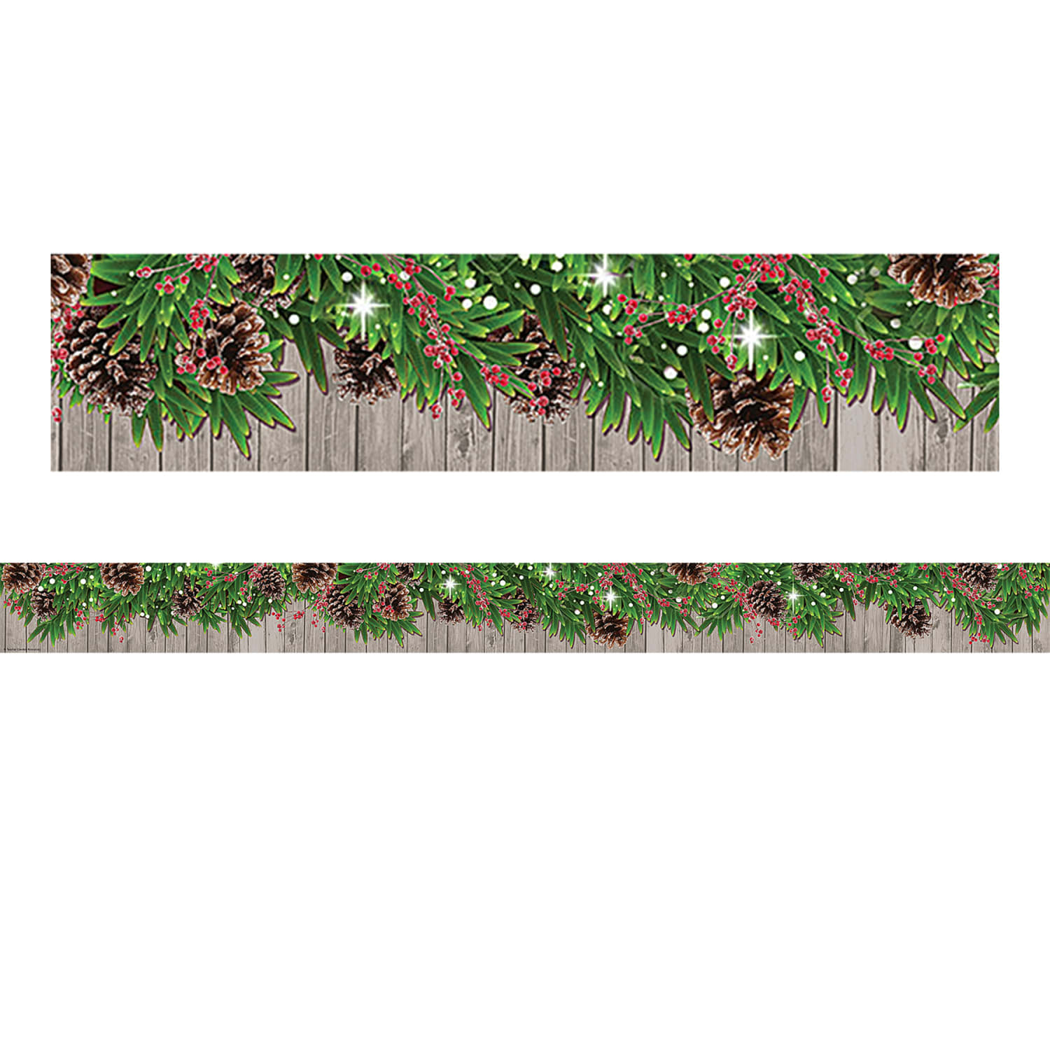 Teacher Created Resources Straight Border Trim, Winter Pine Cones, 35ft Per Pack, Set Of 6 Packs