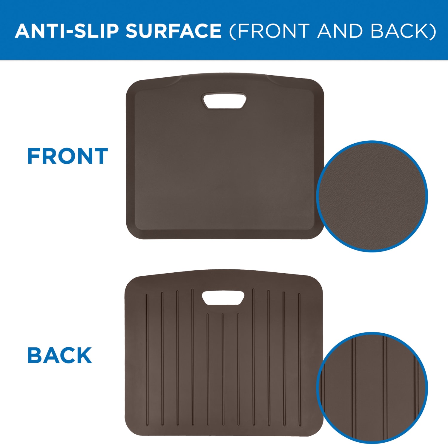 Mount-It! Portable Anti-Fatigue Floor Mat, Rubberized Gel Foam, 18in x 22in, Brown - Image 5