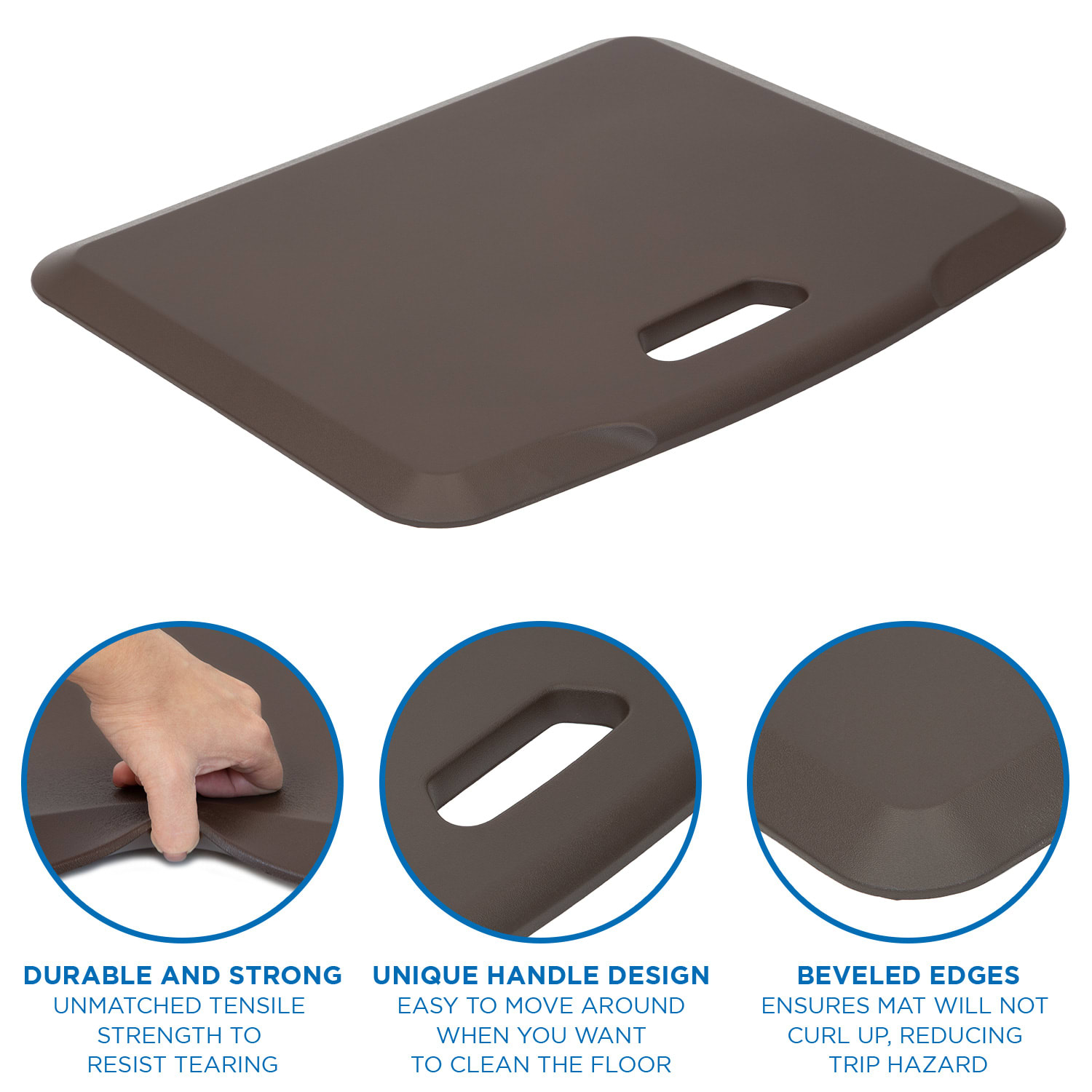 Mount-It! Portable Anti-Fatigue Floor Mat, Rubberized Gel Foam, 18in x 22in, Brown - Image 6