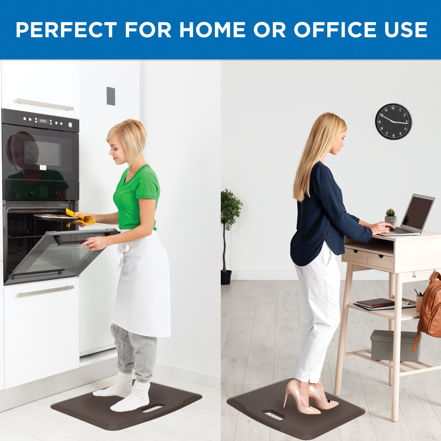 Mount-It! Portable Anti-Fatigue Floor Mat, Rubberized Gel Foam, 18in x 22in, Brown - Image 9