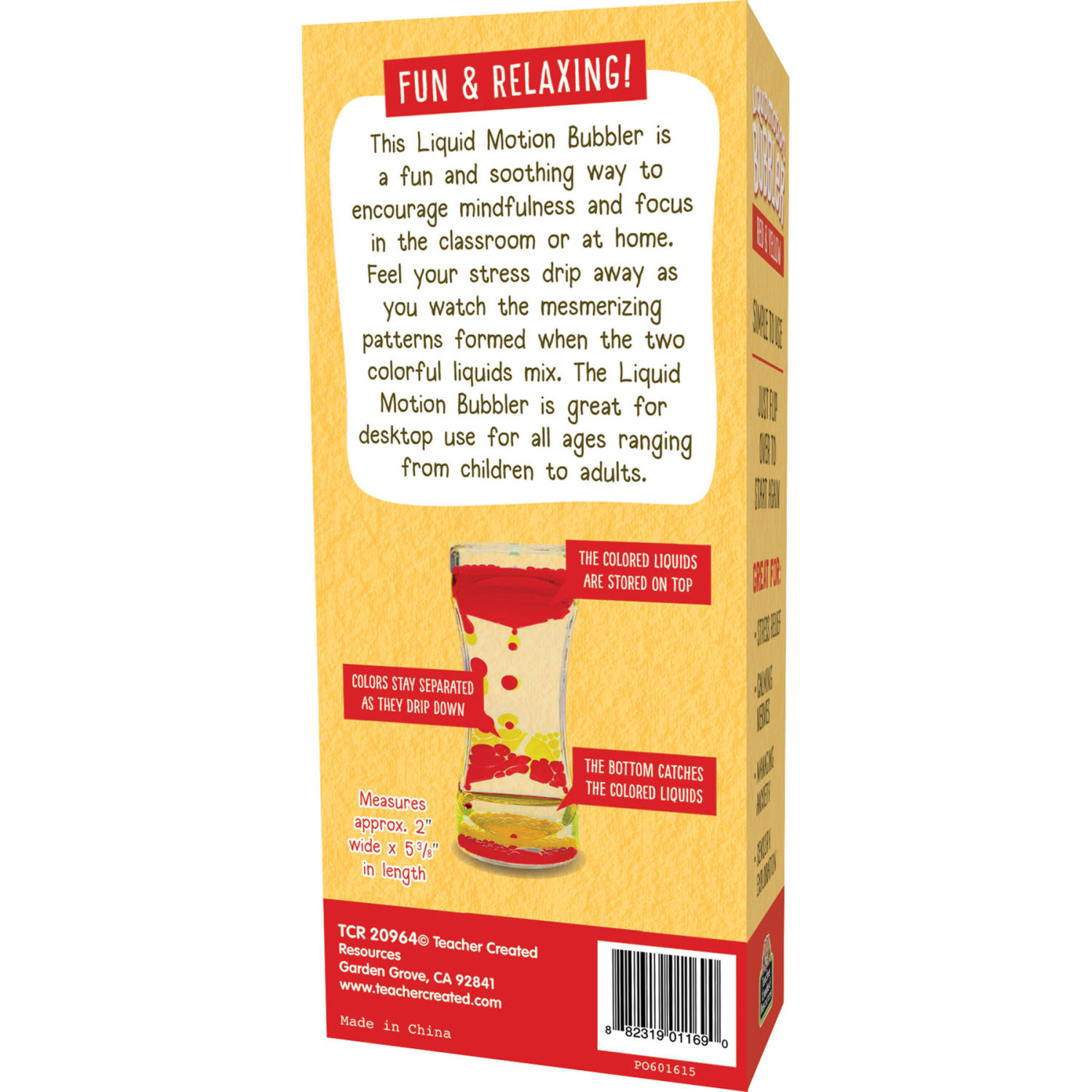 Teacher Created Resources Liquid Motion Bubbler, Red & Yellow, Pack Of 6 - Image 4
