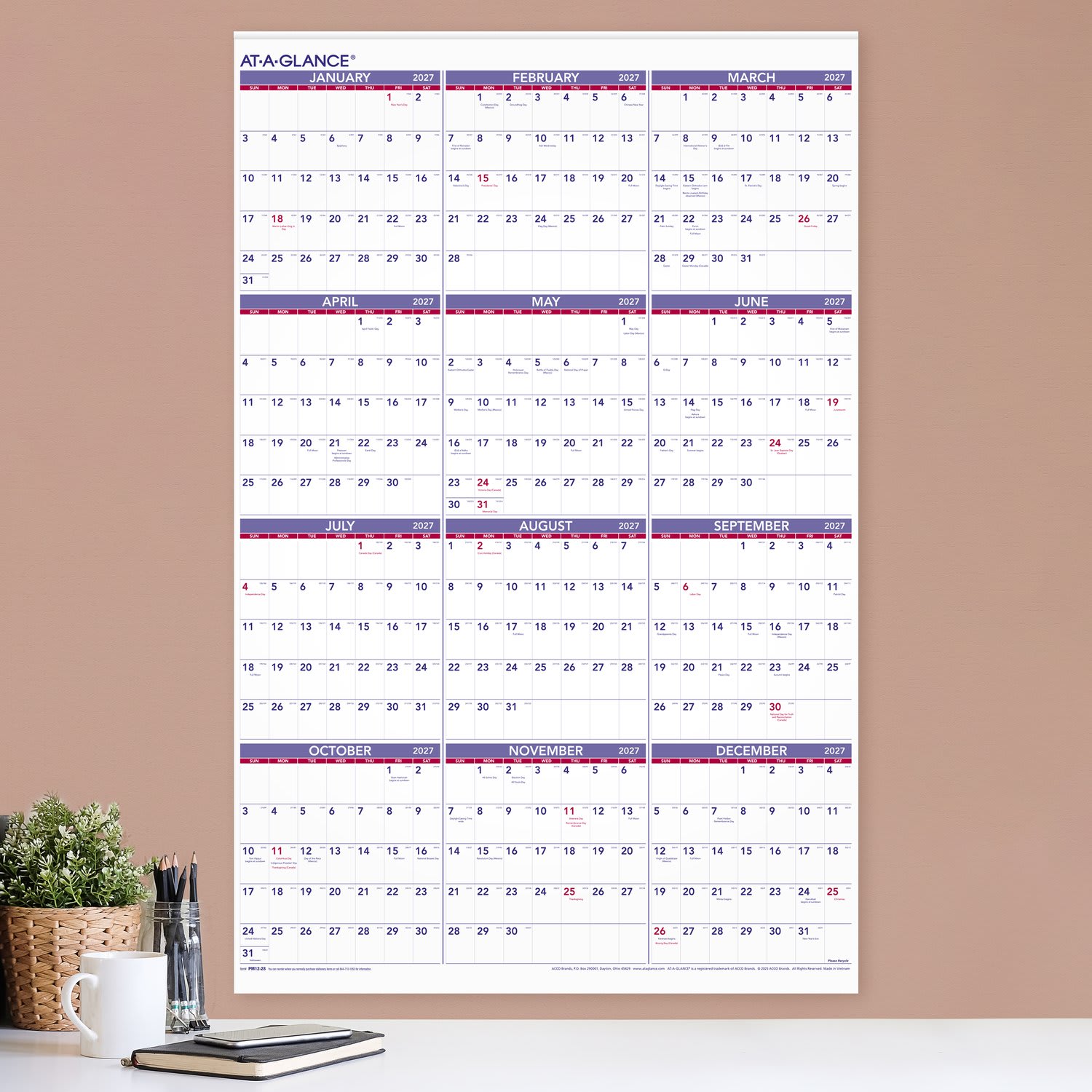AT-A-GLANCE 2027 Yearly Wall Calendar, Extra Large, 24in x 36in - Image 4