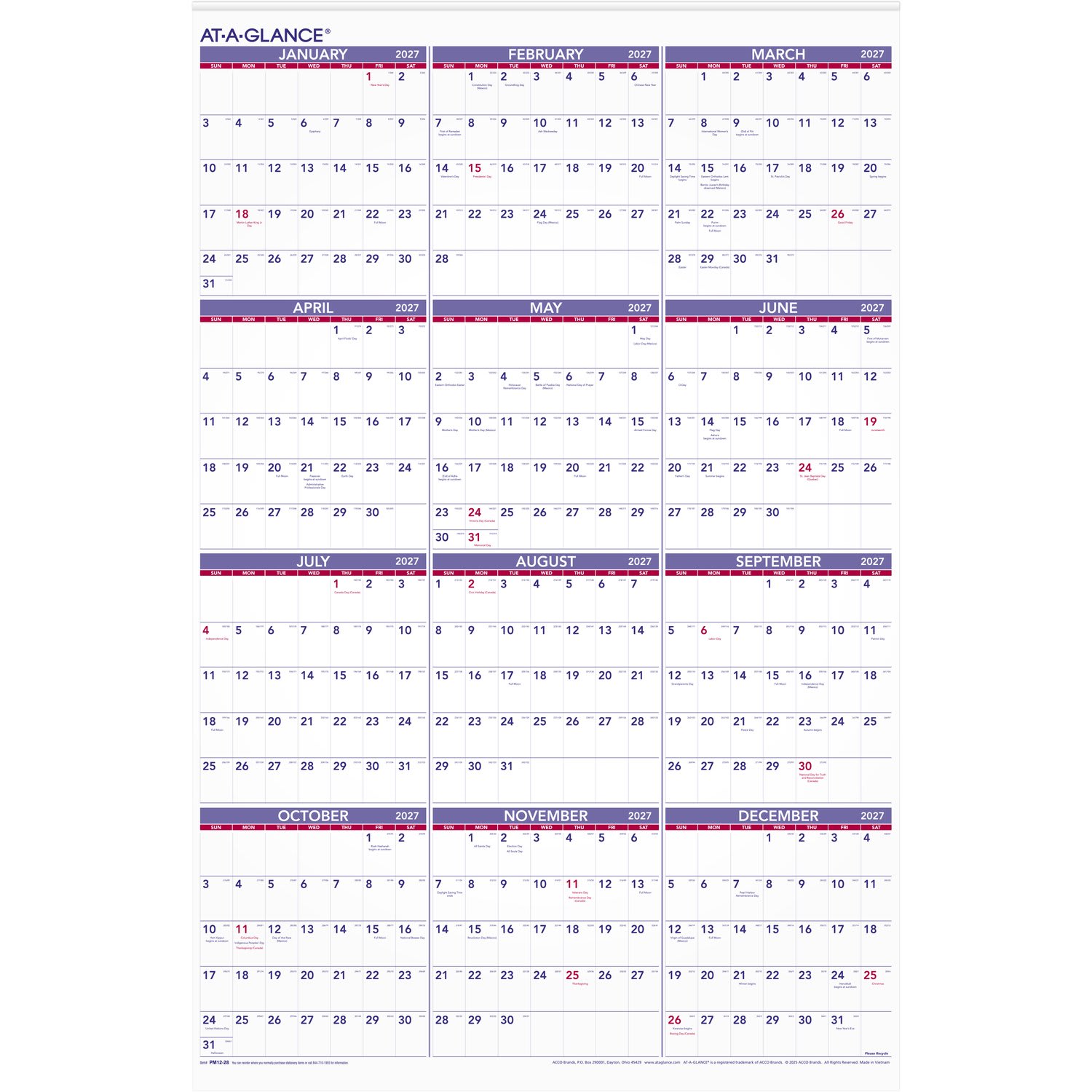 AT-A-GLANCE 2027 Yearly Wall Calendar, Extra Large, 24in x 36in - Image 6