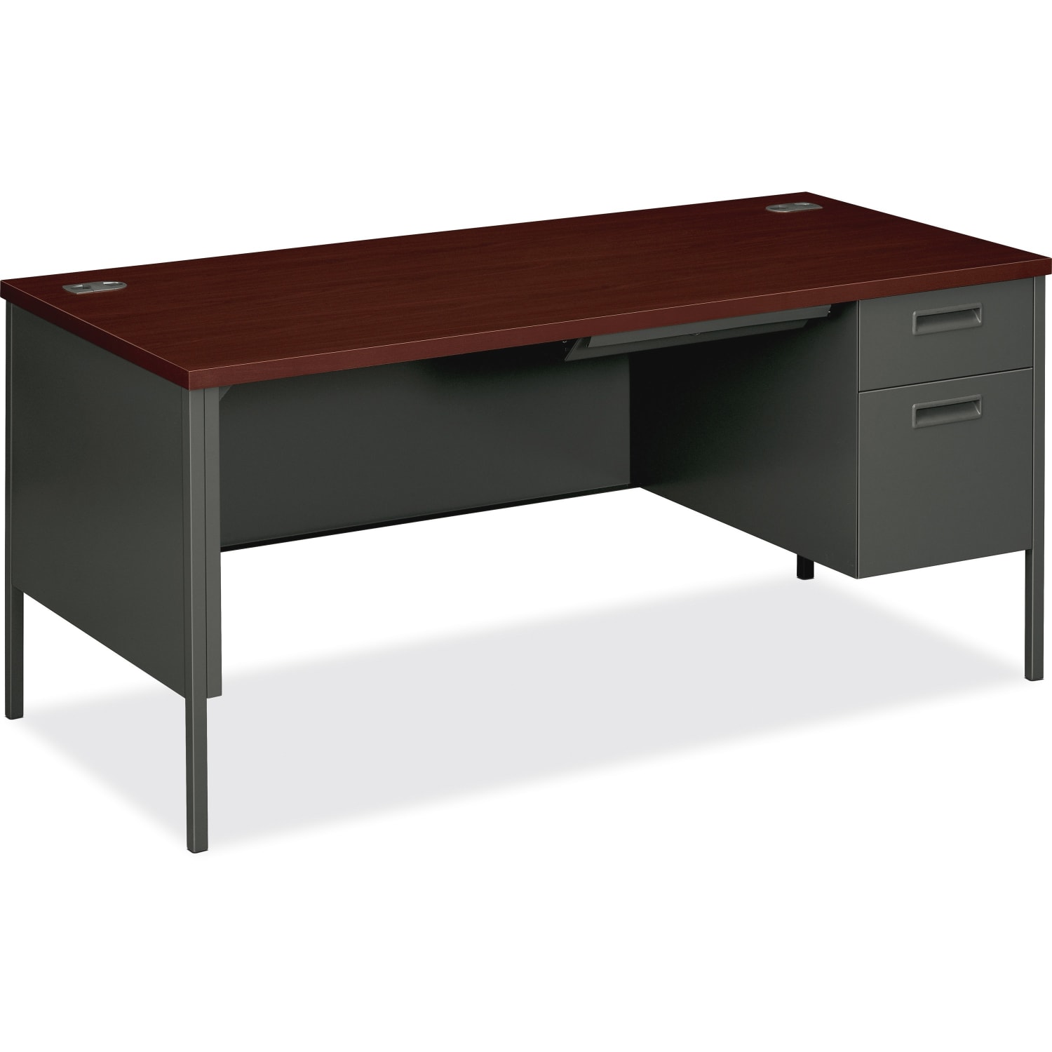 HON Metro Classic 66inW Right-Pedestal Computer Desk, Mahogany, Charcoal - Image 5