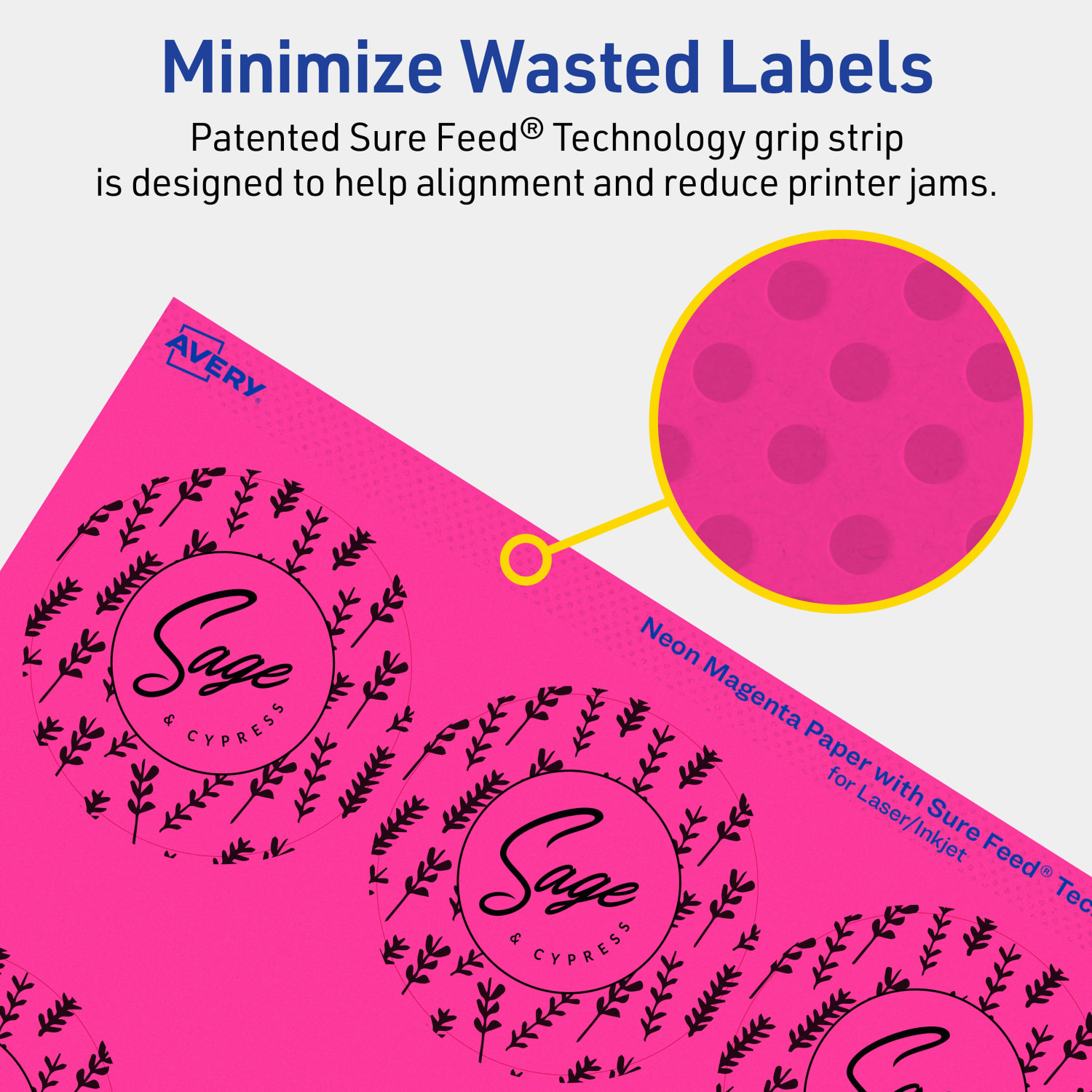 Avery Print-To-The-Edge Labels With Sure Feed Technology, 94502-NMP80, Round, 2-1/2in, Matte Neon Magenta, Pack of 720 - Image 5