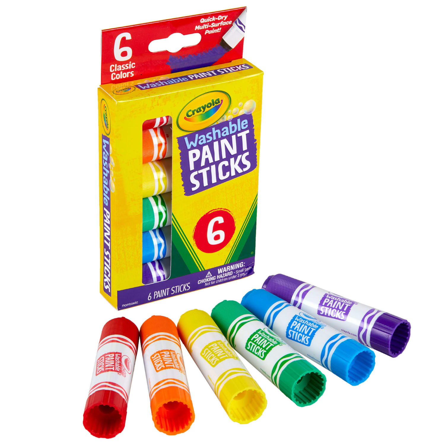 Crayola Washable Paint Sticks, 8 mL, Assorted, Pack Of 6 Paints, Set Of 3 Packs - Image 3