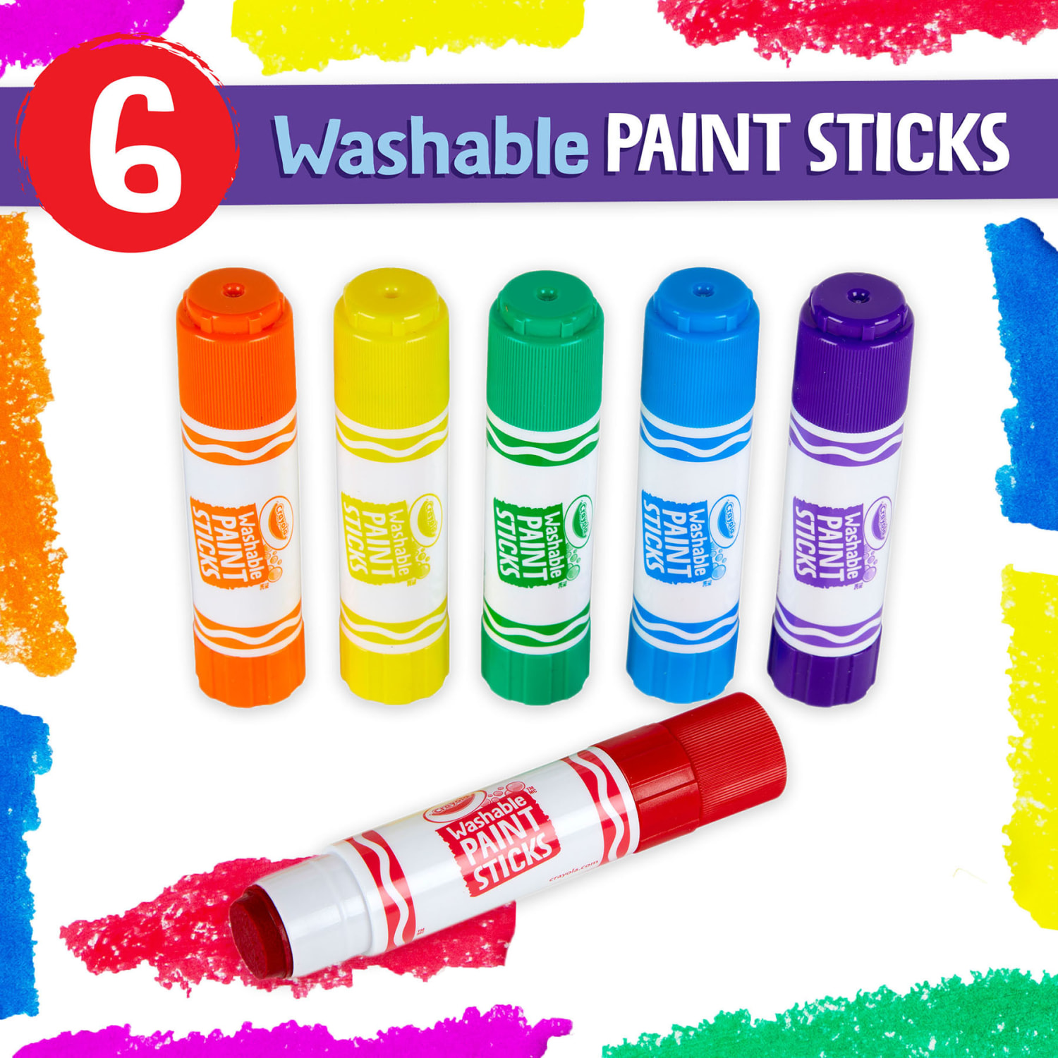 Crayola Washable Paint Sticks, 8 mL, Assorted, Pack Of 6 Paints, Set Of 3 Packs - Image 6