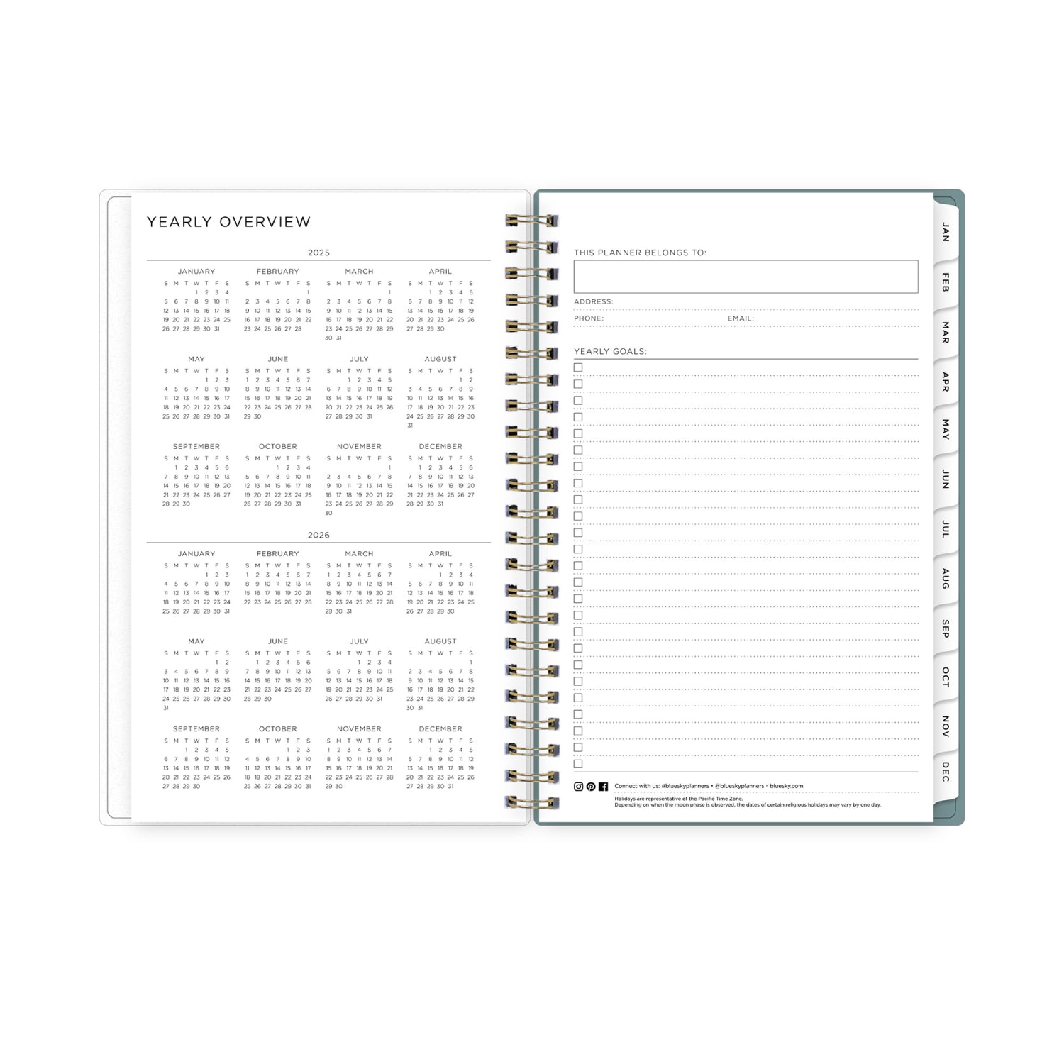 2025-2026 Blue Sky Weekly/Monthly Academic Planner, 5in x 8in, Splatter Dot Jade Frosted, July 2025 To June 2026, 149044 - Image 6