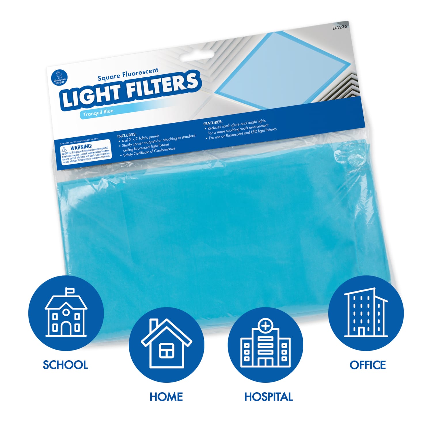 Educational Insights Classroom Light Filters, 2ft x 2ft, Tranquil Blue, Set Of 4 Filters - Image 5