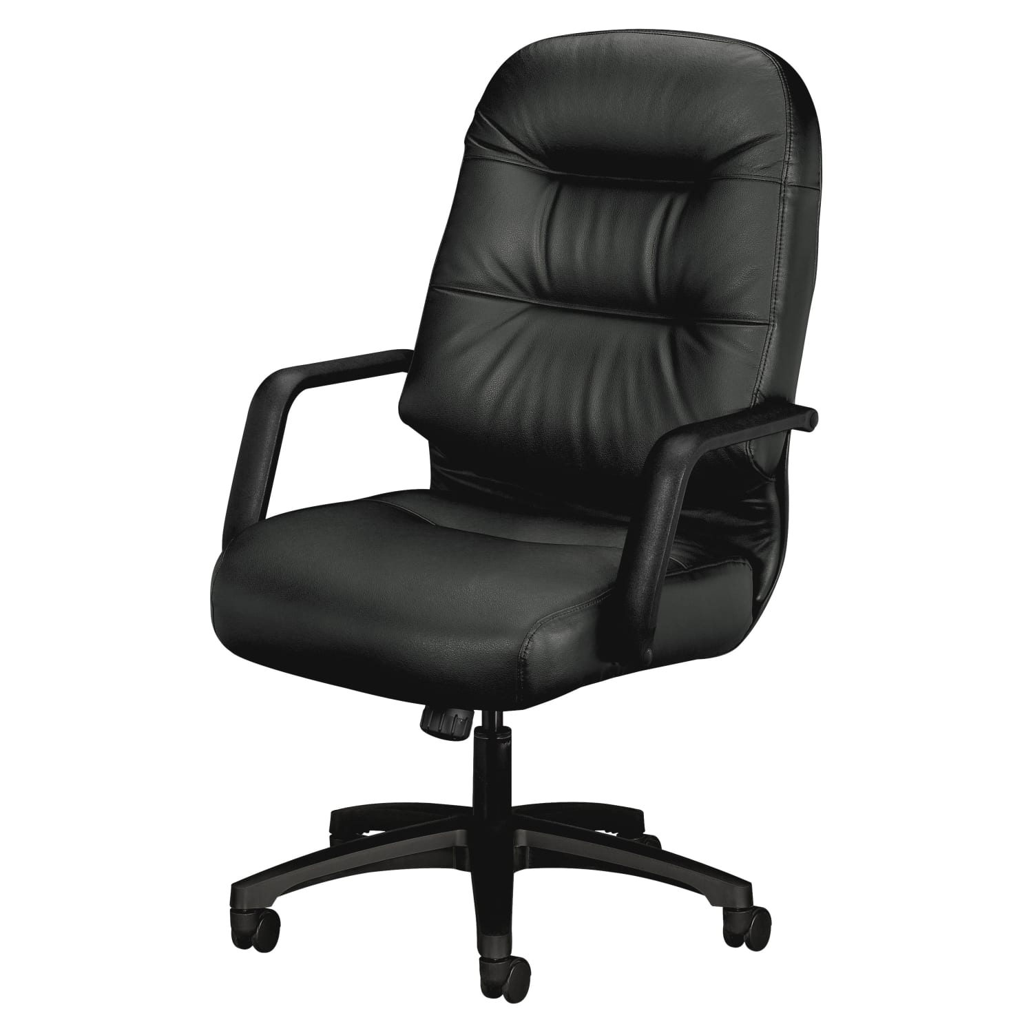 HON Pillow-Soft Ergonomic Bonded Leather Executive Chair With Fixed Loop Arms, Black - Image 3