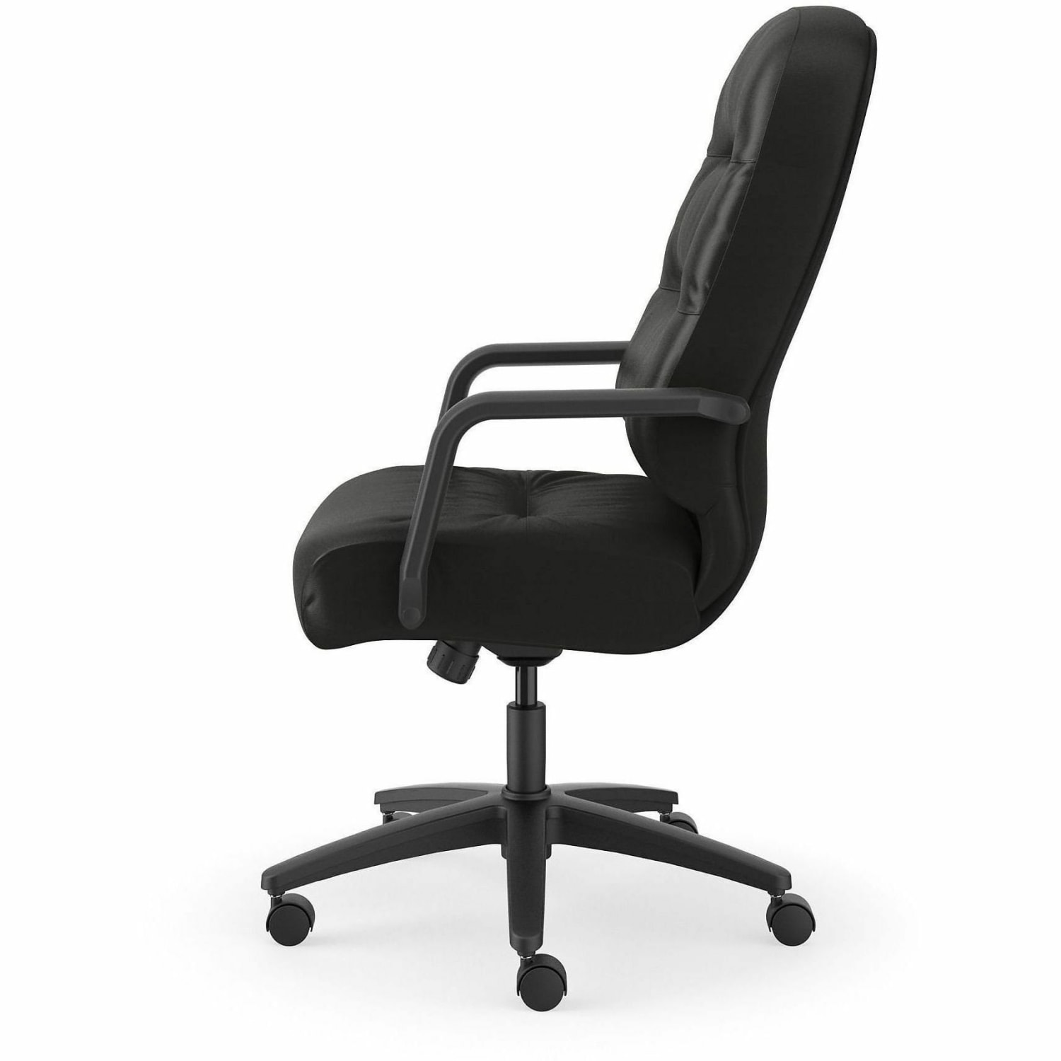 HON Pillow-Soft Ergonomic Bonded Leather Executive Chair With Fixed Loop Arms, Black - Image 7