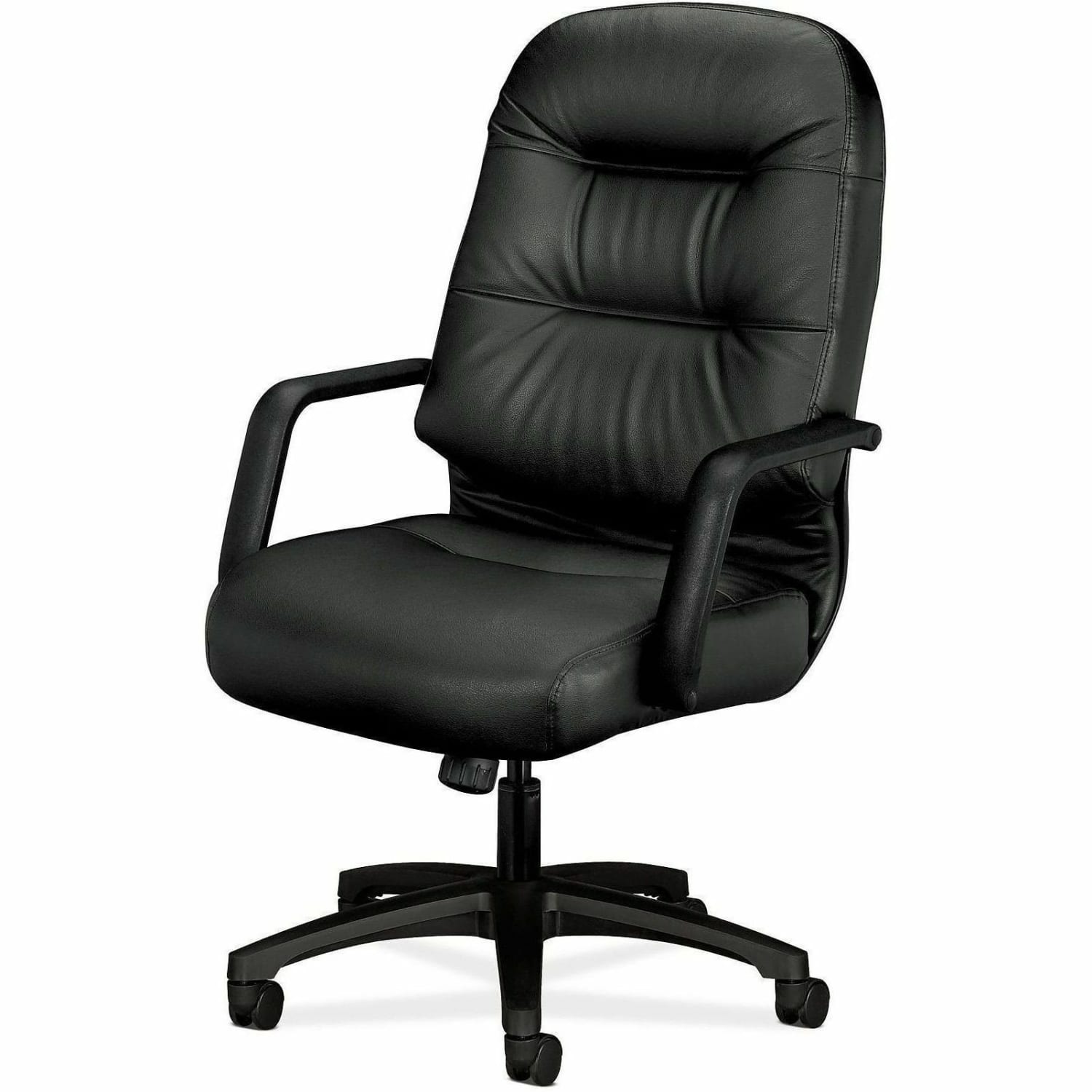 HON Pillow-Soft Ergonomic Bonded Leather Executive Chair With Fixed Loop Arms, Black - Image 8