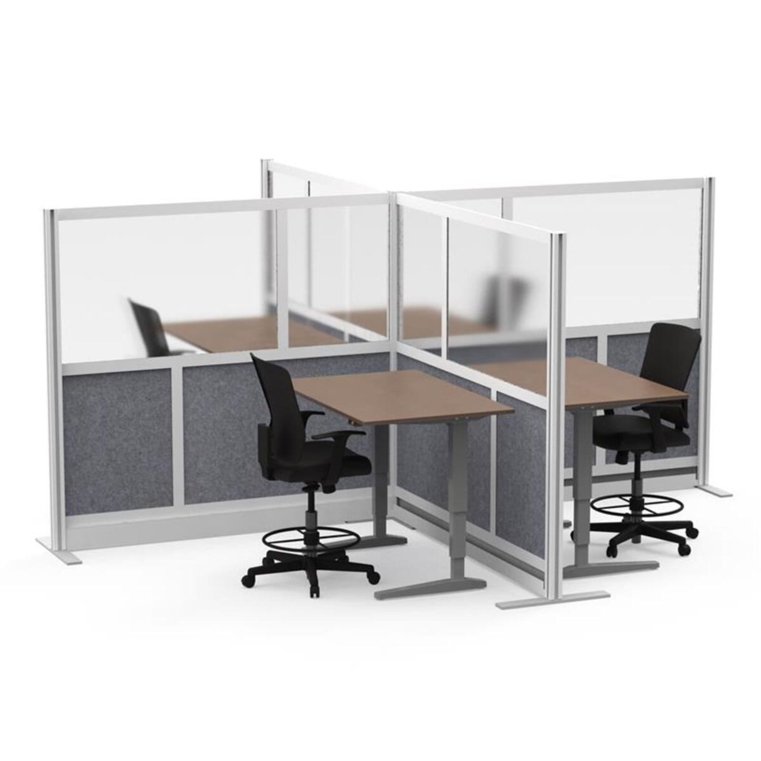 Luxor Modular Room Divider Wall System Add-On, 70in x 70in, Gray - Image 5