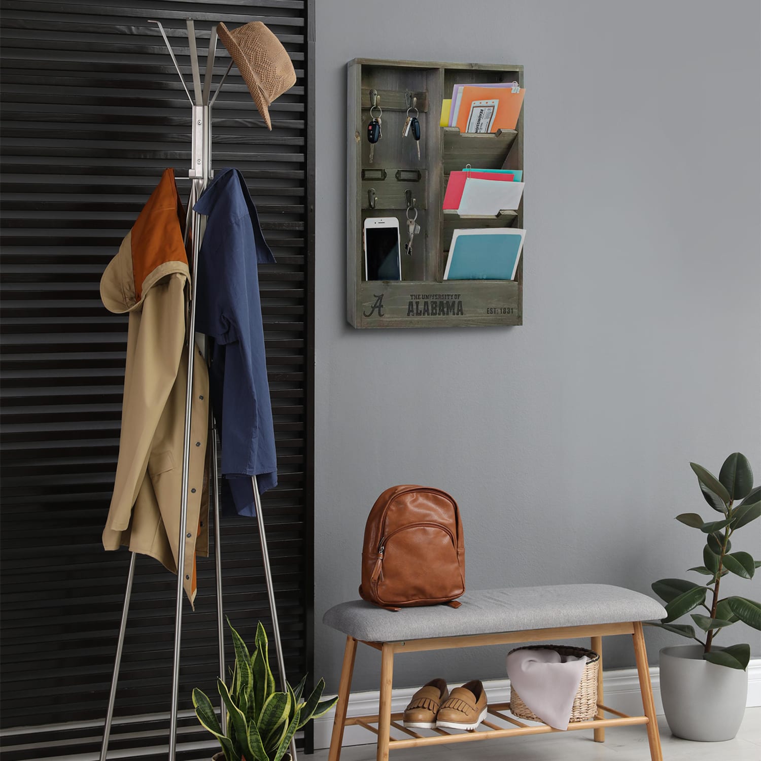 Imperial NCAA Wall Mounted Wood Organizer, 19inH x 14-1/4inW x 2-3/4inD, University Of Alabama - Image 4
