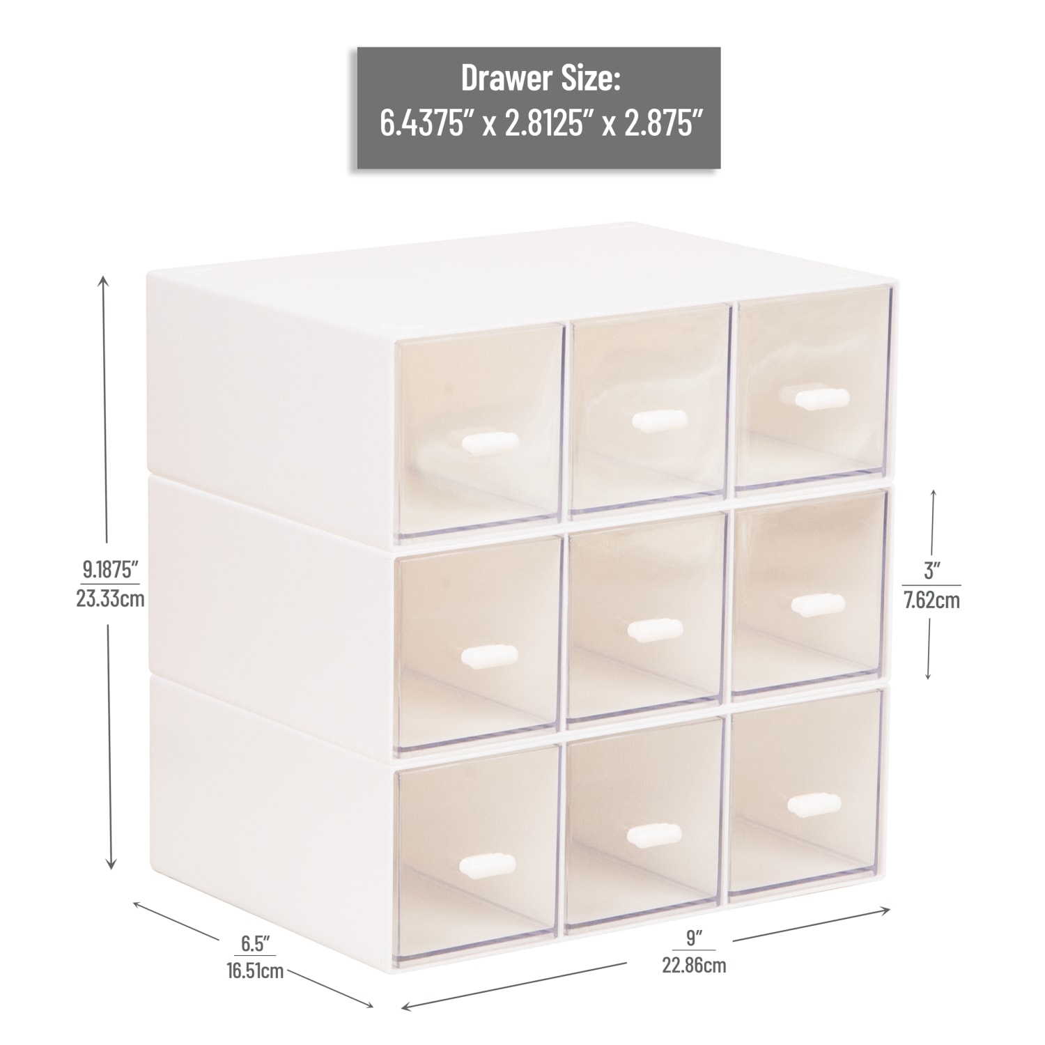 Mind Reader 9-Drawer Modular Craft Organizer, 9-3/16inH x 6-1/2inW x 9inD, White, Total Quantity 1 - Image 4