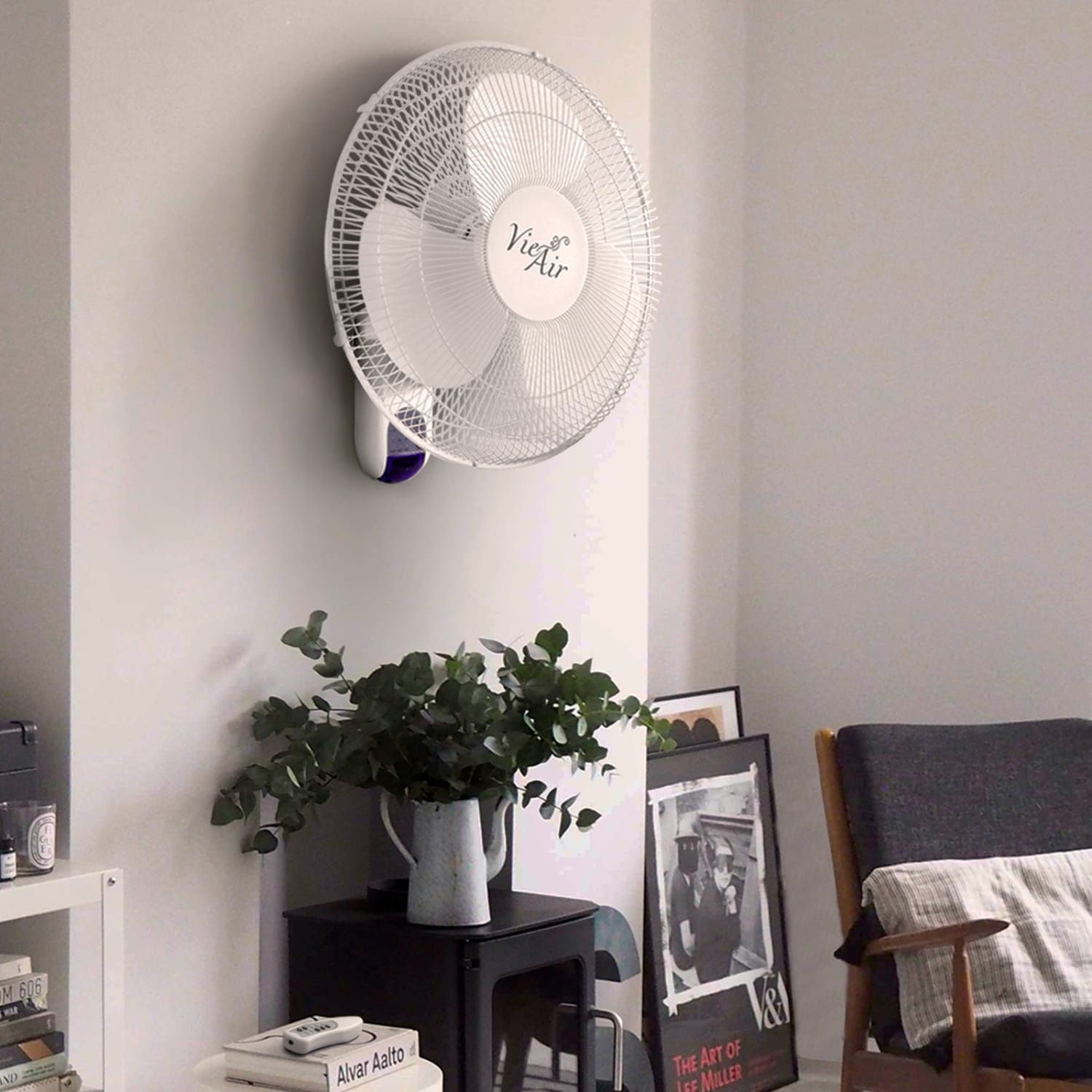 Vie Air 16in Pedestal Wall Fan, White - Image 3