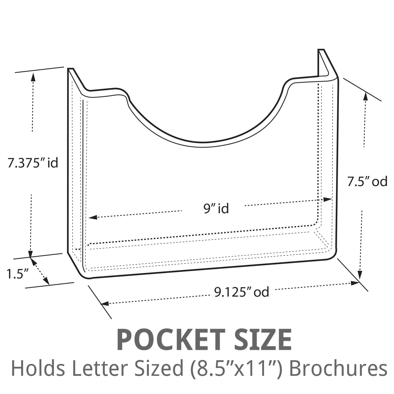 Azar Displays 2-Pocket Letter-Size Wall Brochure Holder With Stand-Off Caps, 11inH x 23inW x 1-1/2inD, Clear/Black - Image 5