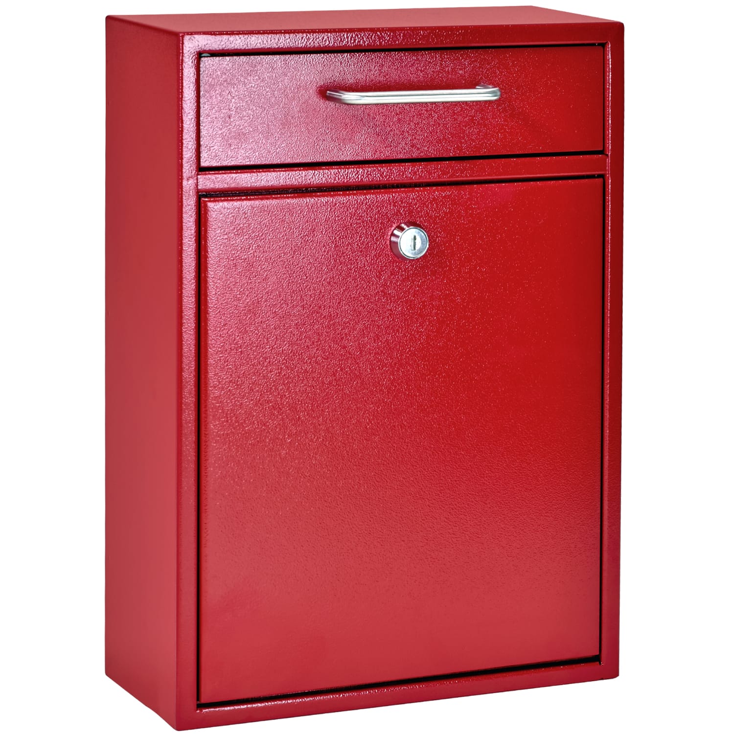 Mail Boss Locking Security Drop Box, 16-1/4inH x 11-1/4inW x 4-3/4inD, Bright Red