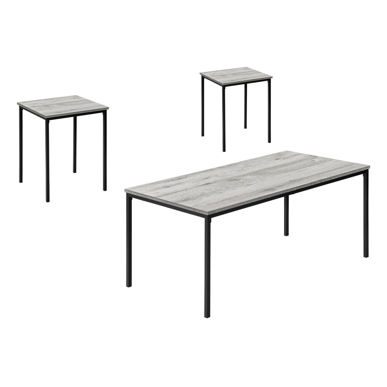 Monarch Specialties Jodi Metal/Laminate 3-Piece Rectangular Table Set, Gray/Black - Image 4