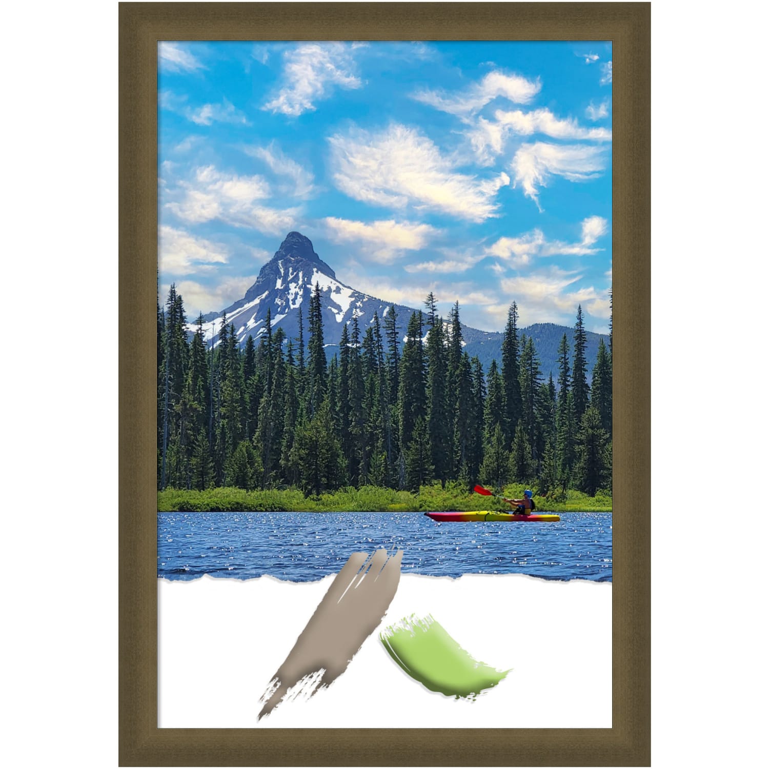 Amanti Art Blaine Narrow Picture Frame, 28in x 40in, Opening Size 24in x 36in, Light Bronze