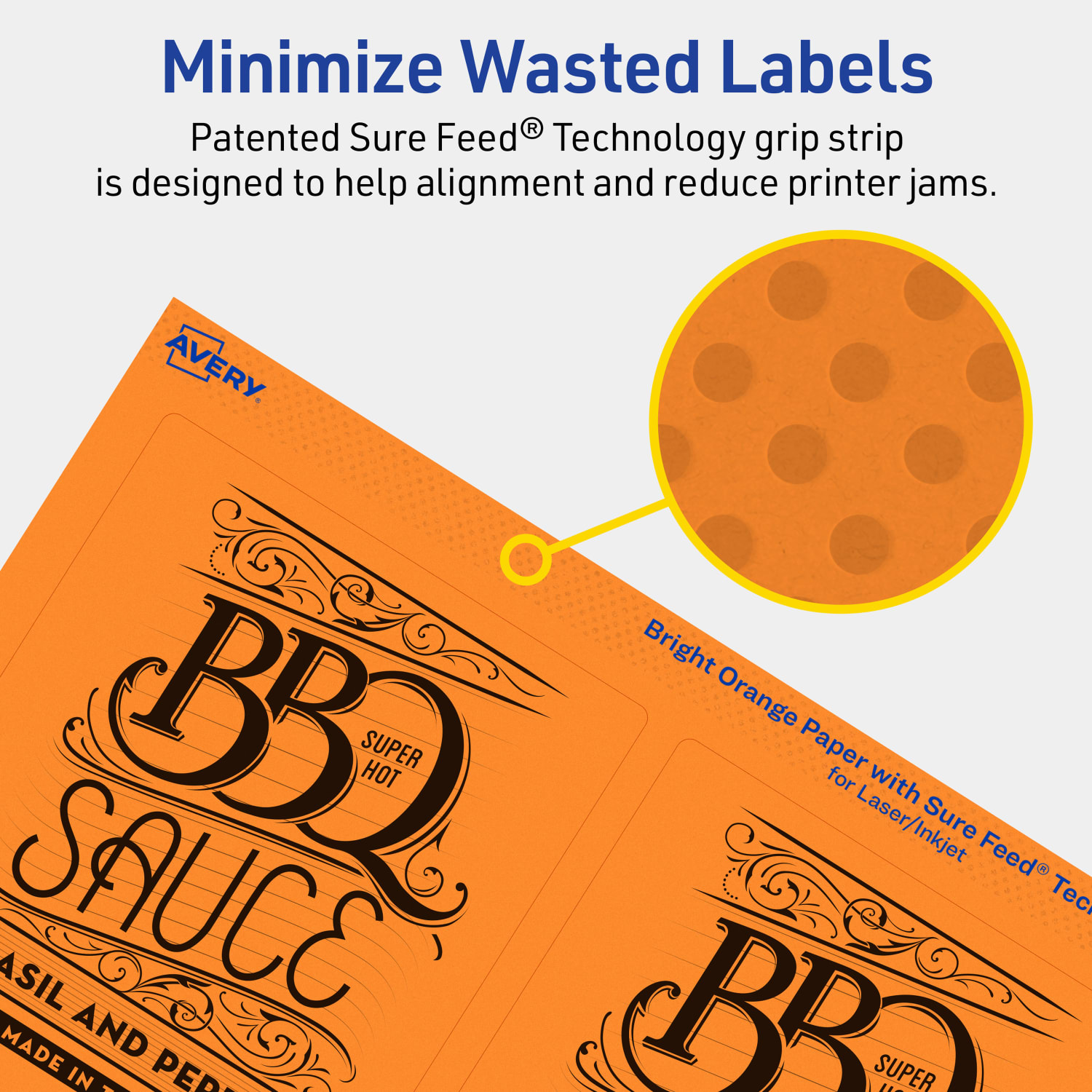 Avery Print-To-The-Edge Labels With Sure Feed Technology And Easy Peel, 94254-BOP80, Rectangle, 4-3/4in x 3-3/4in, Matte Bright Orange, Pack of 320 - Image 5