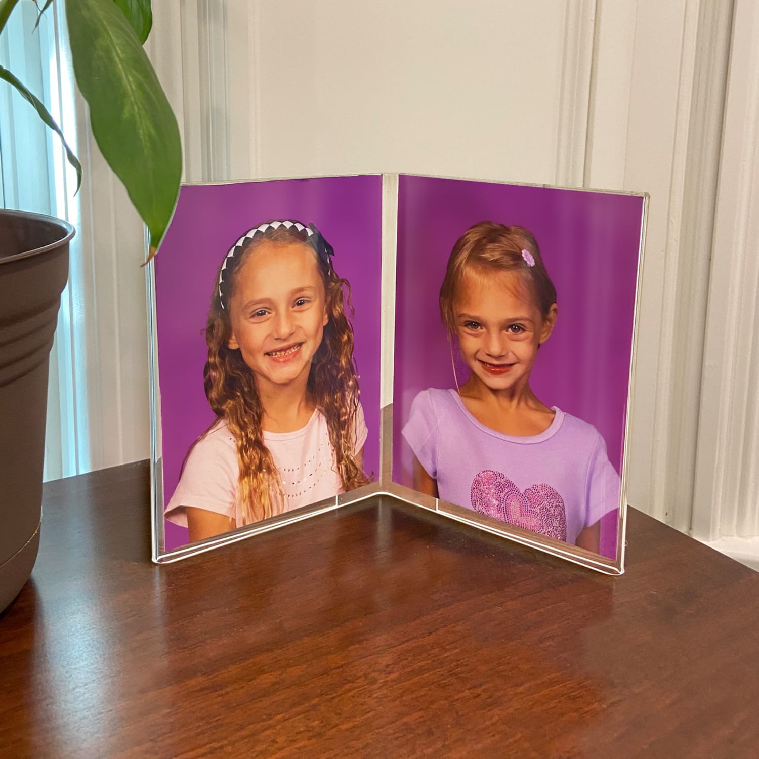 Azar Displays Side By Side Acrylic Frame Double Photo Holders, 7inH x 10inW x 3-7/16inD, Clear, Set Of 2 Holders - Image 4