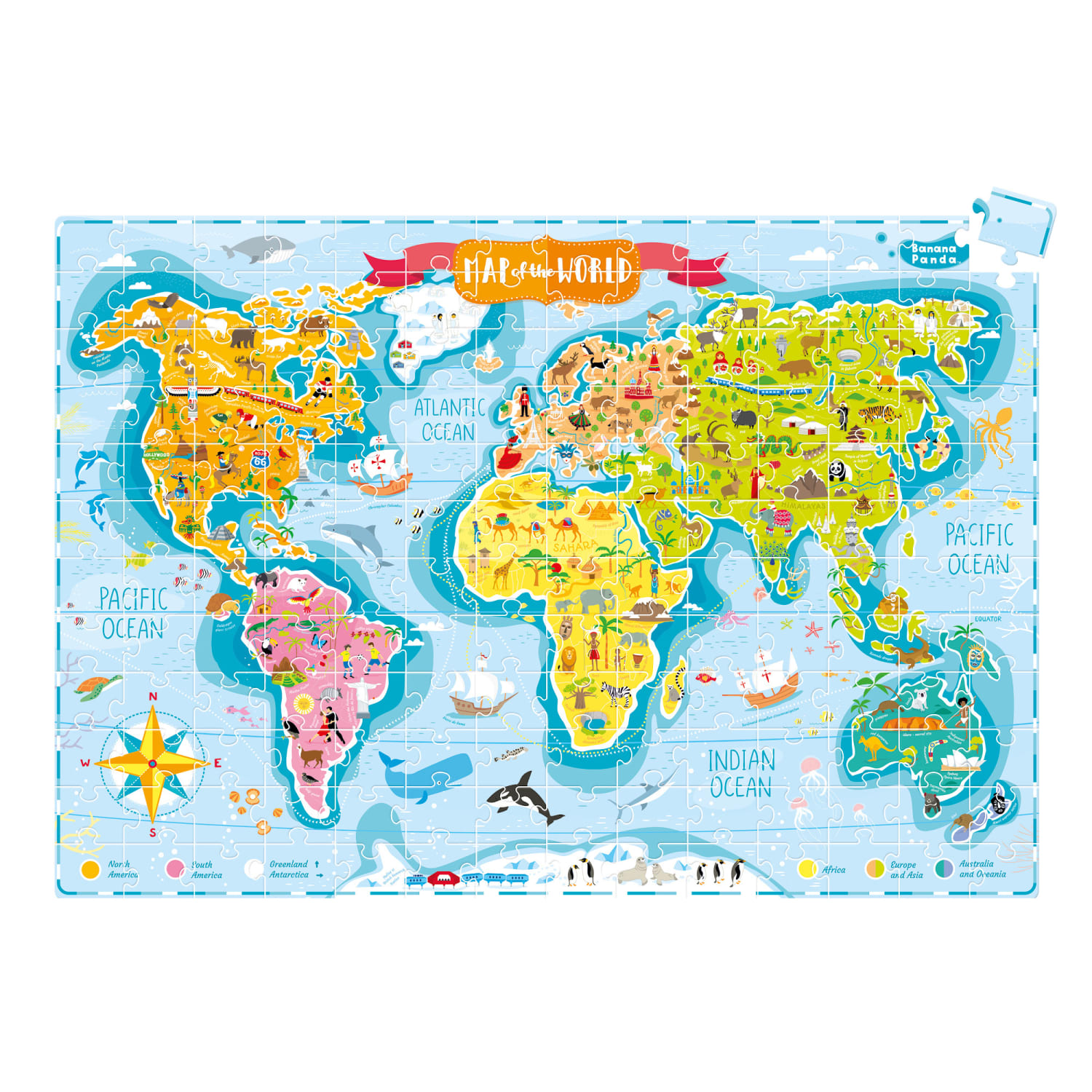 Banana Panda What In The World Young Explorers Jumbo Floor Puzzle, 168 Pieces, Age 6+ - Image 4