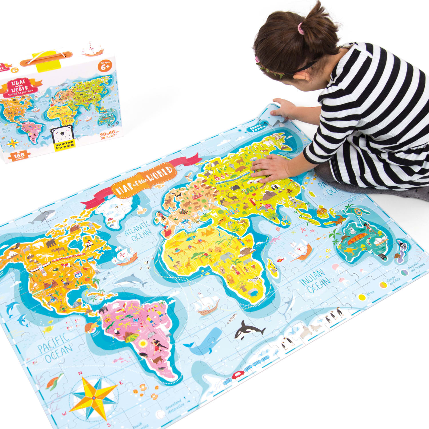 Banana Panda What In The World Young Explorers Jumbo Floor Puzzle, 168 Pieces, Age 6+ - Image 6