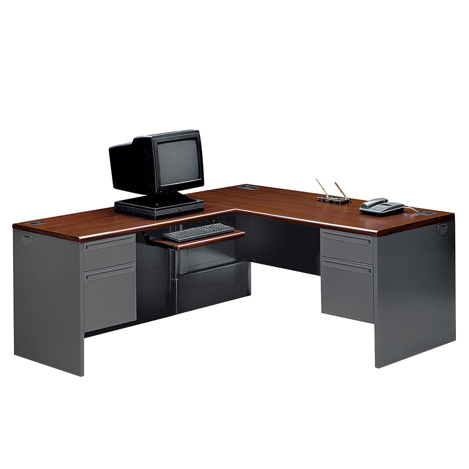 HON 38000 48inW Left Desk Return, Mahogany/Charcoal - Image 4
