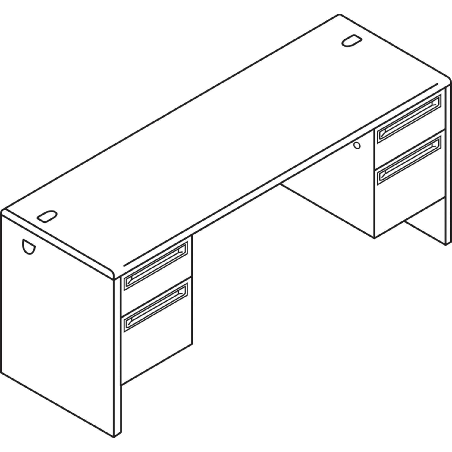 HON 38000 72inW Kneespace Computer Desk Credenza, Mahogany/Charcoal - Image 3
